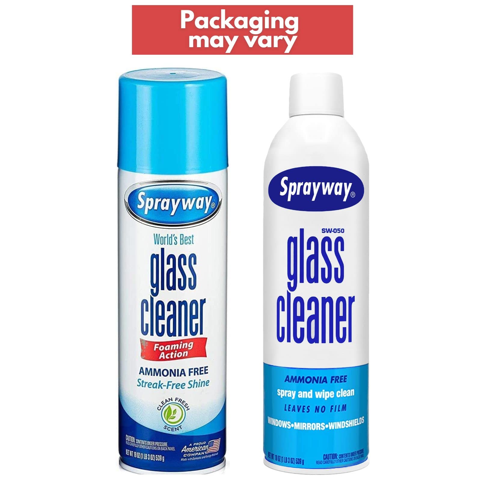 Sprayway Glass Cleaner Aerosol Spray, 19 Oz, Pack of 2