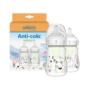 Dr. Brown's Natural Flow Anti-Colic Options+ Wide-Neck Baby Bottle Designer Edition Bottles, Woodland Decos, 5 oz/150 mL, Level 1 Nipple, 2-Pack, 0m+