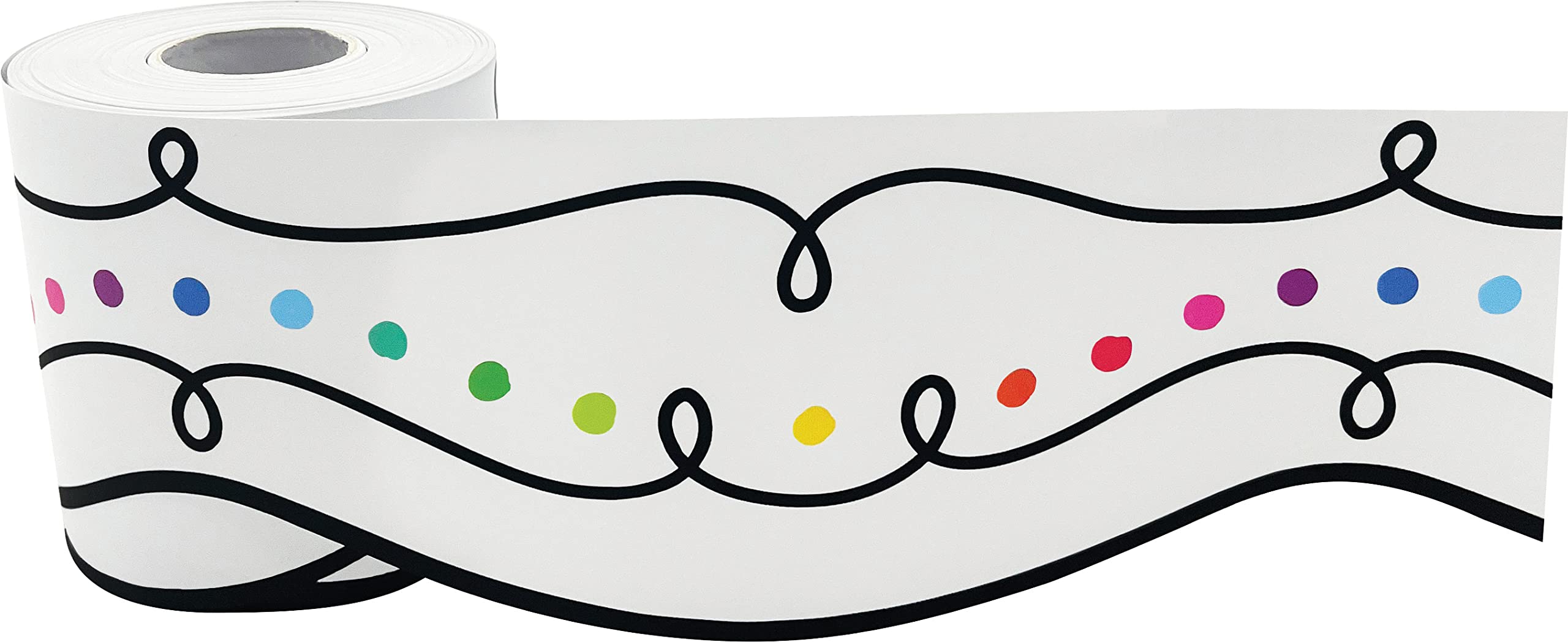 Teacher Created Resources Squiggles and Colorful Dots Die-Cut Rolled Border Trim (TCR8915)