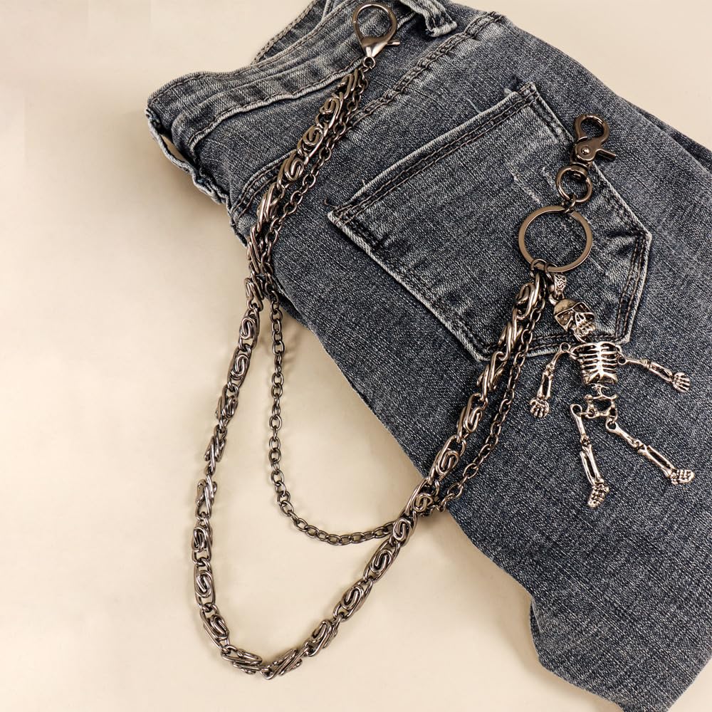 PINKPIN Skeleton Wallet Chain Biker Jean Pocket Chain Unisex Pant Trouser Skull Chain for Men Women