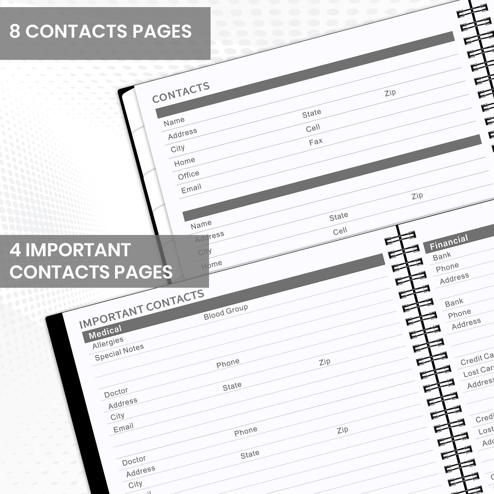 2026 Monthly Planner - JAN 2026 - DEC 2026 Planner/Calendar,12 Monthly Planner with Contacts & Passwords, 8.5" x 11" Planners 2026, Colorful Tabs, Thick Paper, Black