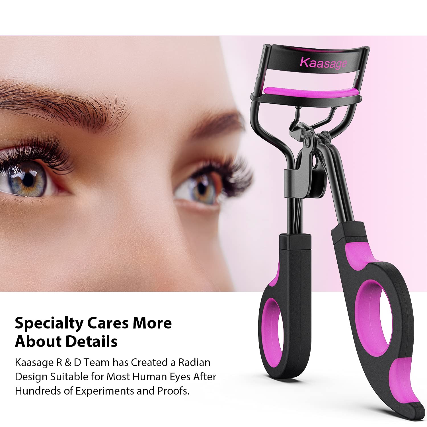 Kaasage Eyelash Curler with Pads, Lash Curler with 5 Extra Silicone Replacement Pads, Achieve Perfect Curls in 5 Seconds