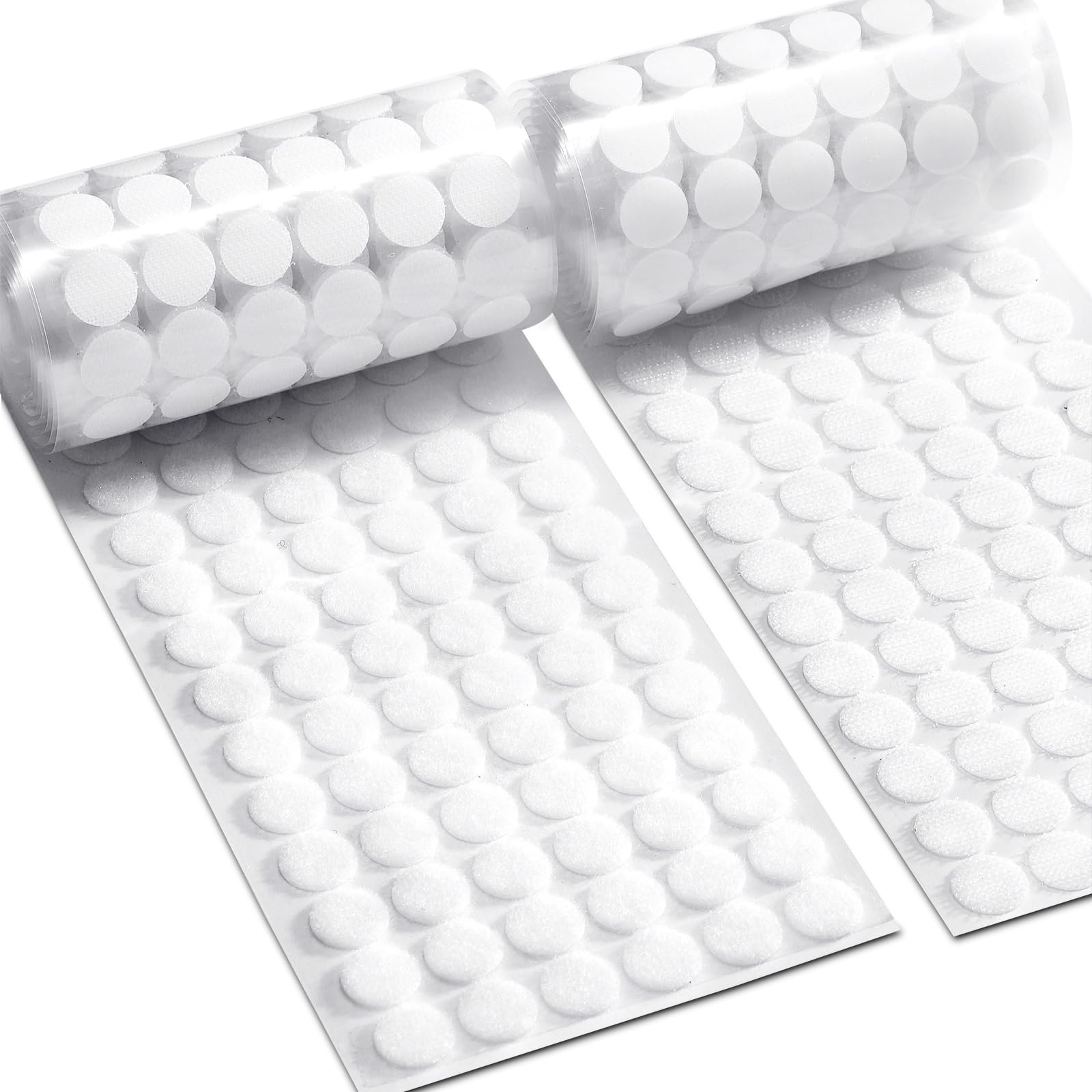 جمينيز 1000 قطعة (500 زوج) بخطاف وحلقة تثبيت ذاتية اللصق بقطر 0.59 بوصة، دوائر لاصقة مستديرة للاستخدام في الفنون والحرف اليدوية والمدارس والفصول الدراسية والمنازل والمكاتب، أبيض