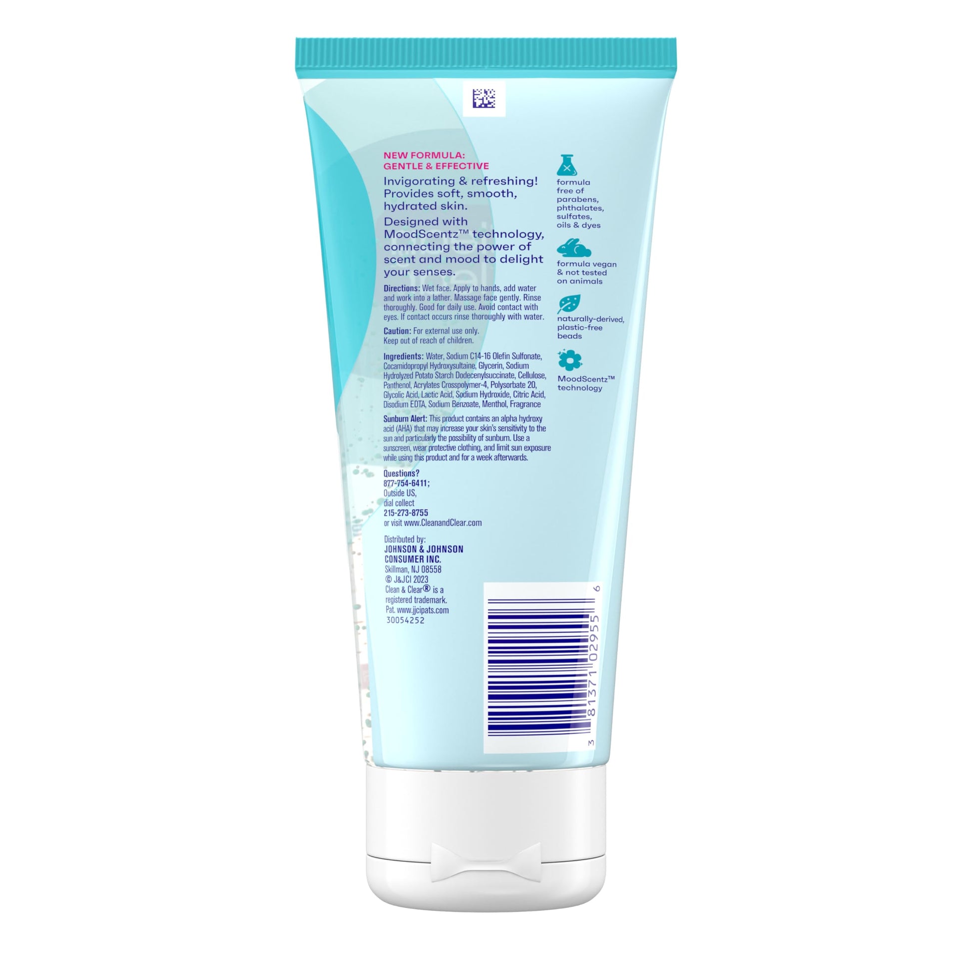 Clean & Clear Deep Action Exfoliating Facial Cleanser, Scrub & Face Wash, Pro-Vitamin B5, Lactic & Glycolic Acids, Oil-Free Gentle Daily Exfoliator for Soft, Smooth, Hydrated Skin, Vegan, 7 Fl Oz Tube