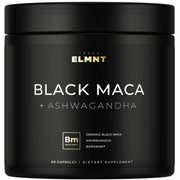 ELMNT 40,000mg 40x Strength Organic Black Maca Root + Ashwagandha - #1 Highest Potency Black Maca Root Capsules for Men Supplement 100% Pure Maca Peruana 40:1 Extract Maca Powder Pills Male Booster