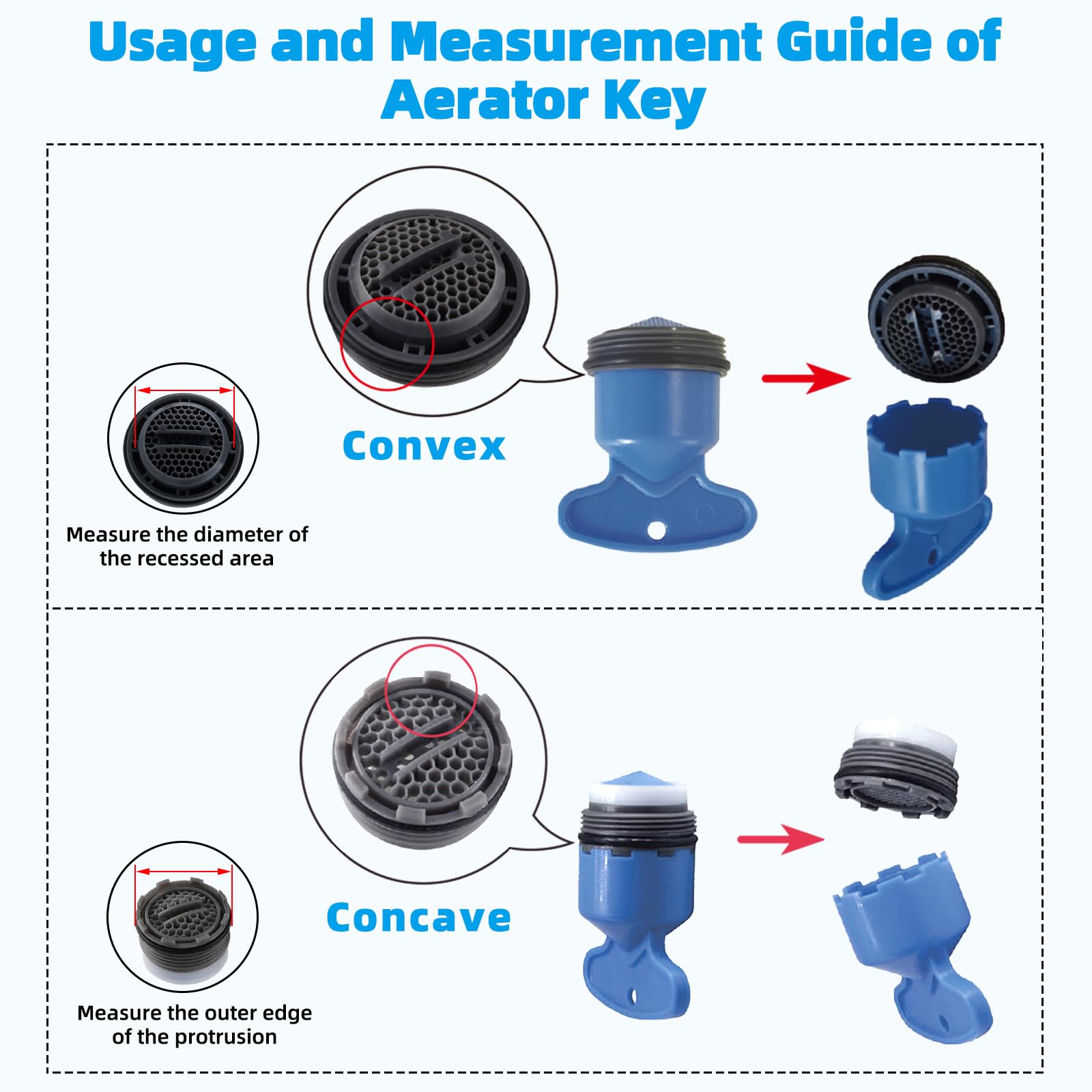 Hibbent 12 Pcs Faucet Aerator with 6 Pcs Faucet Aerator Key Removal Wrench Tool, Aerators Replacement Inserts for Sink M16.5 18.5 21.5 24 mm Tap Aerators Flow Restrictor