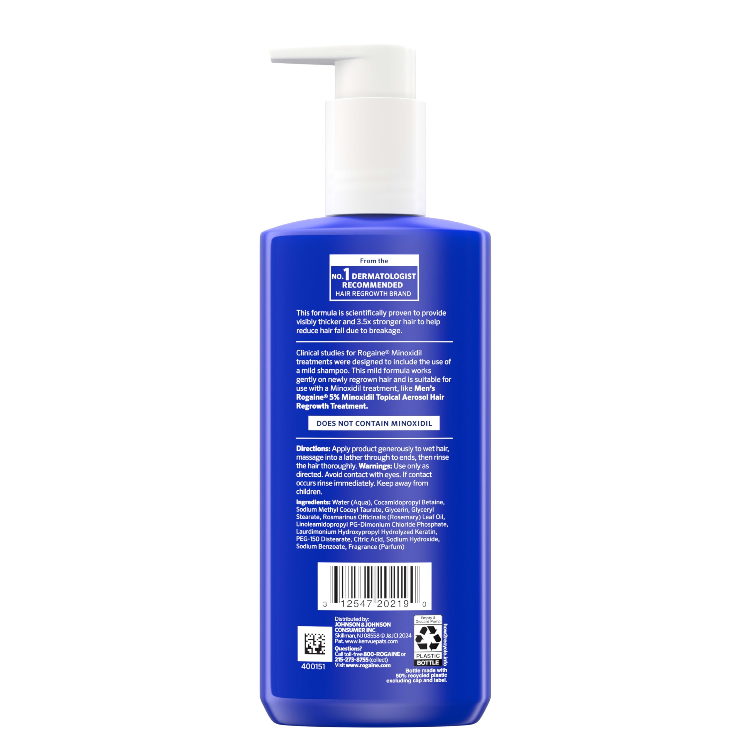 Rogaine Men's Thickening 2 in 1 Shampoo + Conditioner, Hair Thickening Shampoo & Conditioner with Rosemary Oil, Keratin & Citric Acid Leaves Hair Visibly Thicker, Not Minoxidil, 8.4 fl. oz