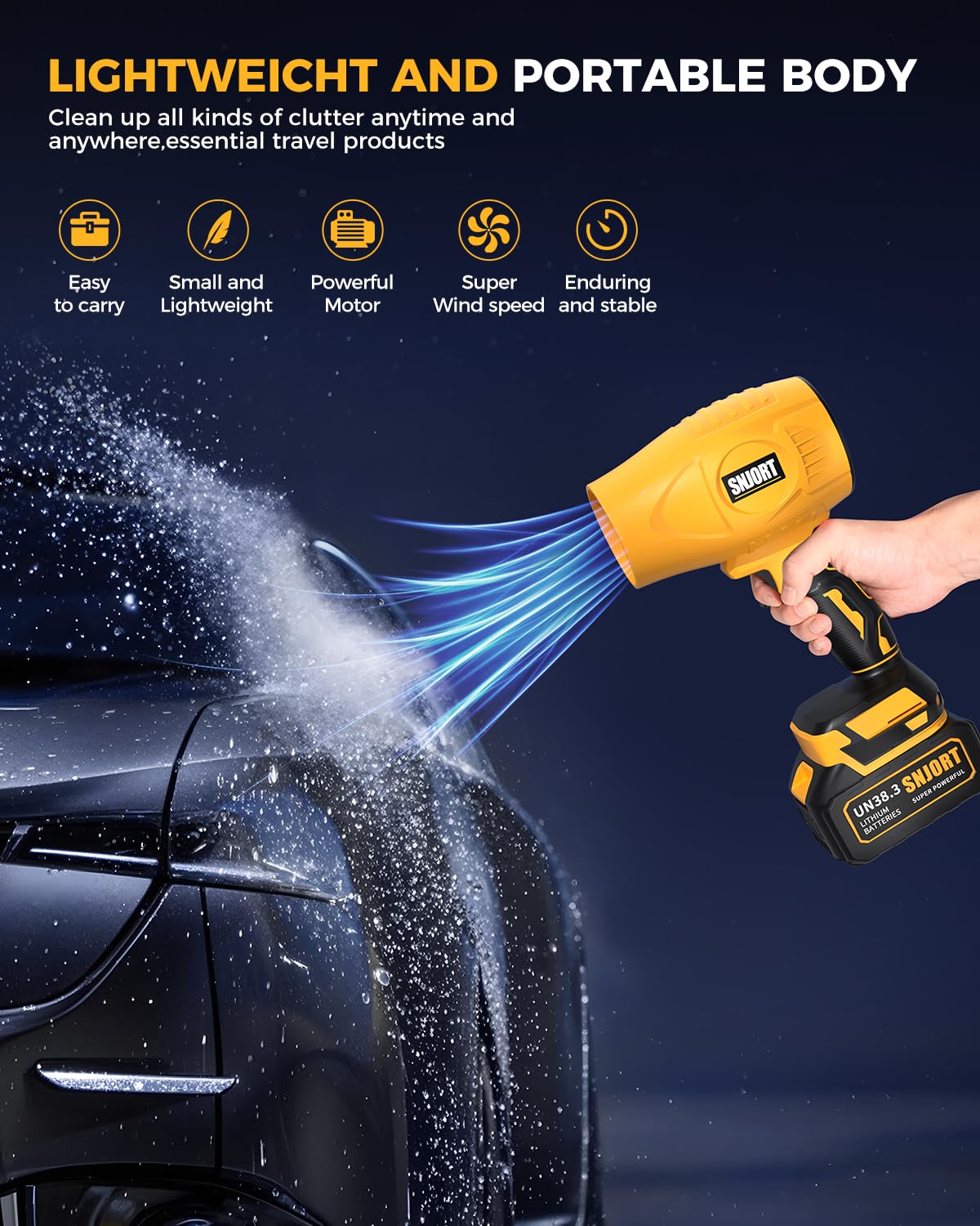 Leaf Blower Cordless with Battery and Charger,800,000 RPM,Extended Nozzle,Lightweight Handheld Design,Blower for Patio Cleaning,car Blowing Water,Blowing Leaves and Dust