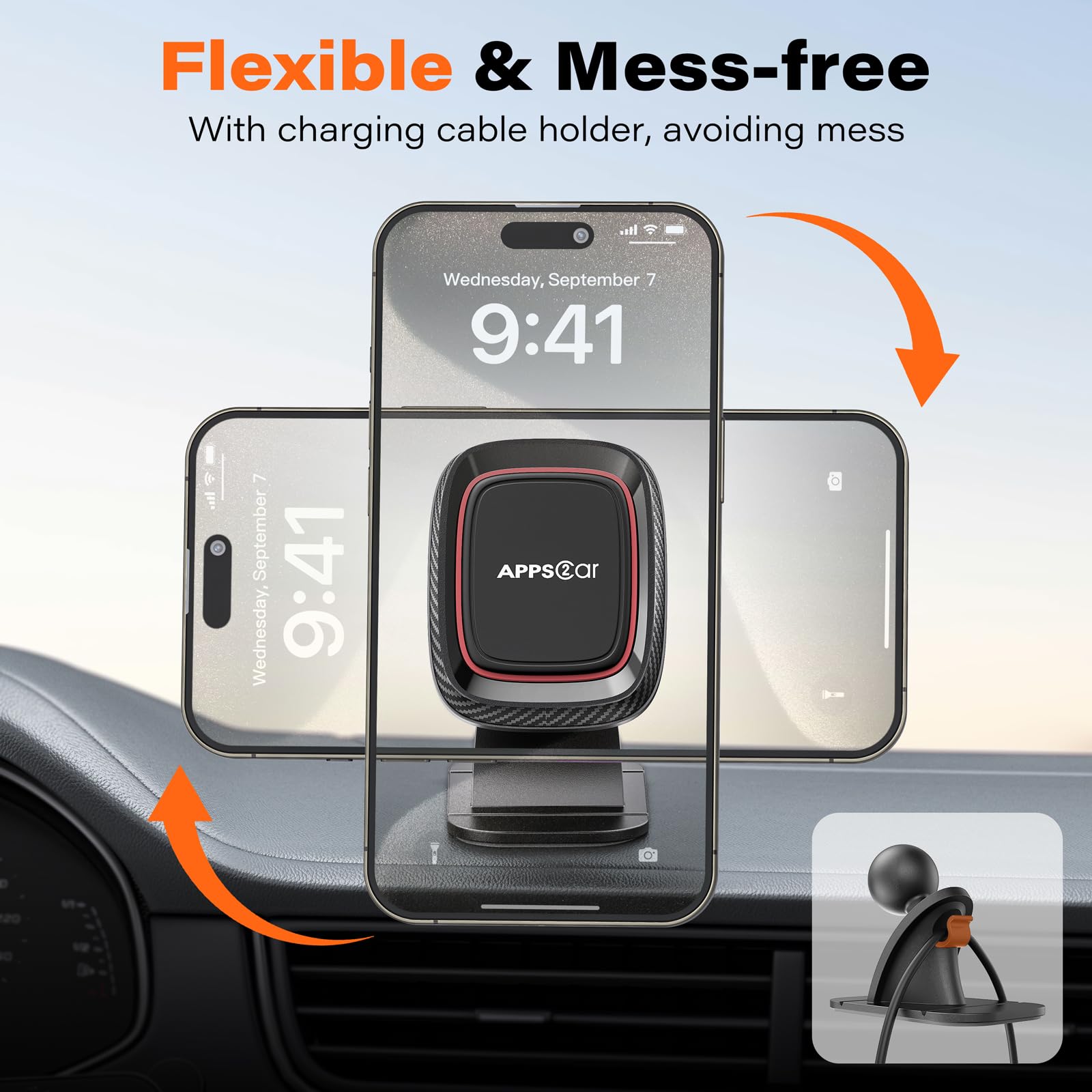[2 Pack] Magnetic Phone Holder for Car, APPS2Car [Super Strong Magnet] Phone Mount for Car, Dashboard Magnetic Car Phone Holder Mount with Strong VHB Adhesive Mounting, Compatible with iPhone, Samsung
