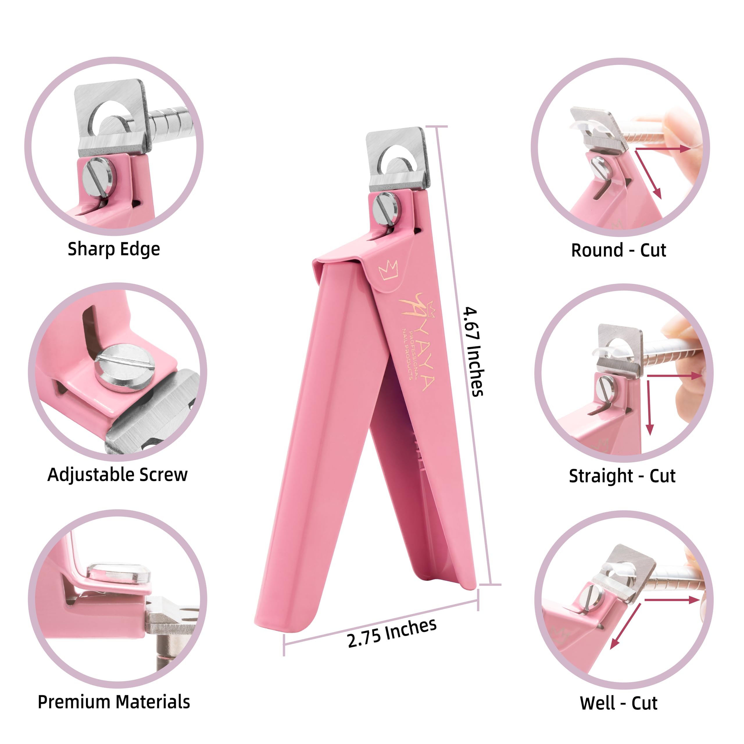 Yaya Acrylic False Nail Clippers with Magnets,Nail Cutters for Nail Tips,Nail Tip Cutter with Length Measurement, Acrylic Nail Cutter with Sizer Magnets, Manicure Tool for Salon Home Nail Art.