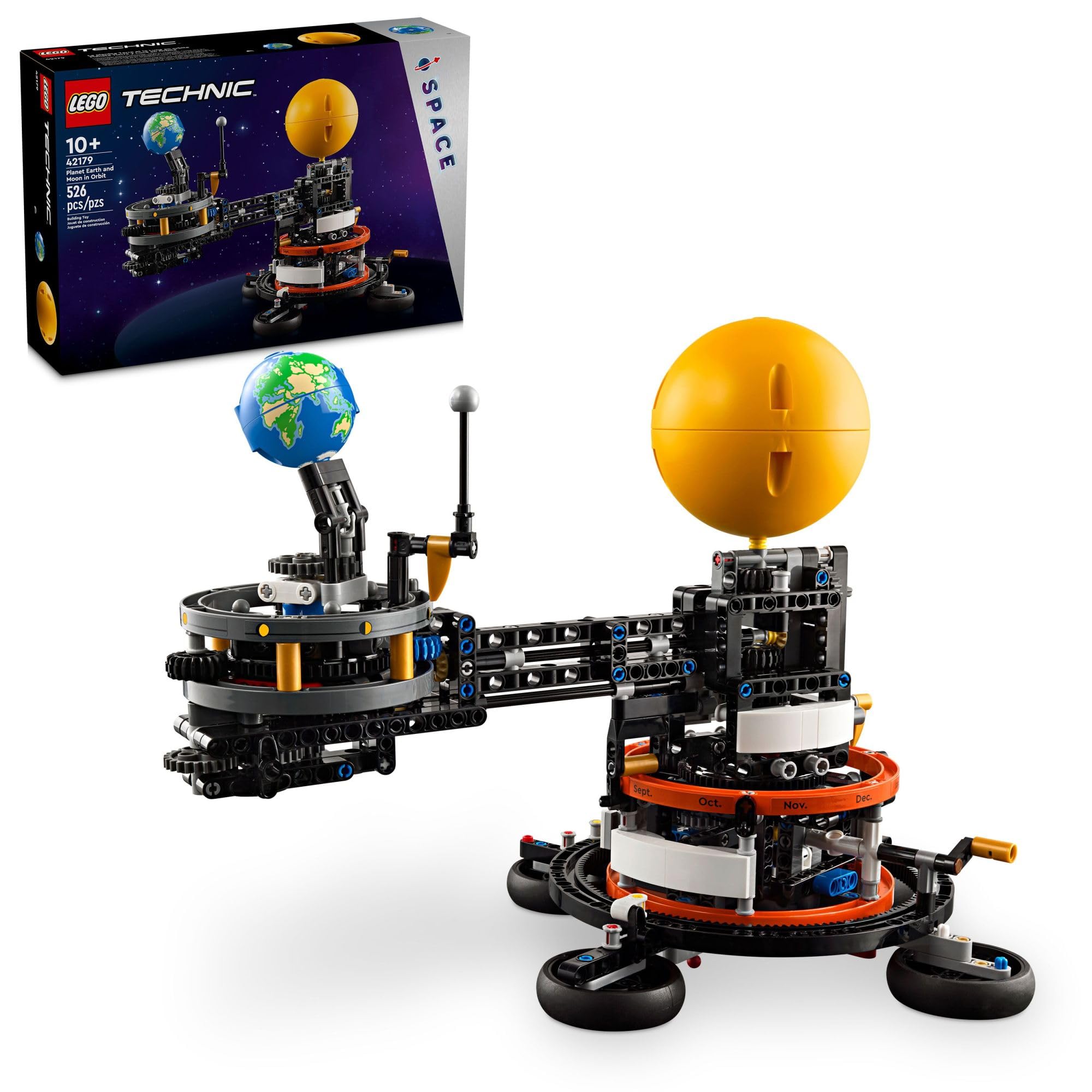 مجموعة بناء LEGO Technic كوكب الأرض والقمر في المدار، هدية عيد ميلاد لمحبي الفضاء للأطفال بعمر 10 سنوات فما فوق، لعبة فضاء بنظام شمسي للعب الخيالي والمستقل، ديكور غرفة فضاء للأولاد والبنات، 42179