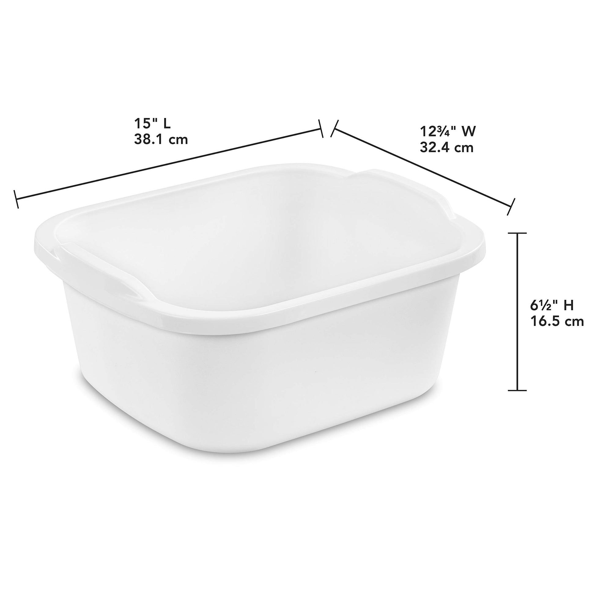 Tribello Plastic Wash Tub Dishpan Basin and Foot Bath for Soaking Feet, Laundry Hand Wash Bucket, Dish Pans for Washing and Storage Cleaning Supplies - 12 Quarts - Heavy Duty - Made in USA (White)