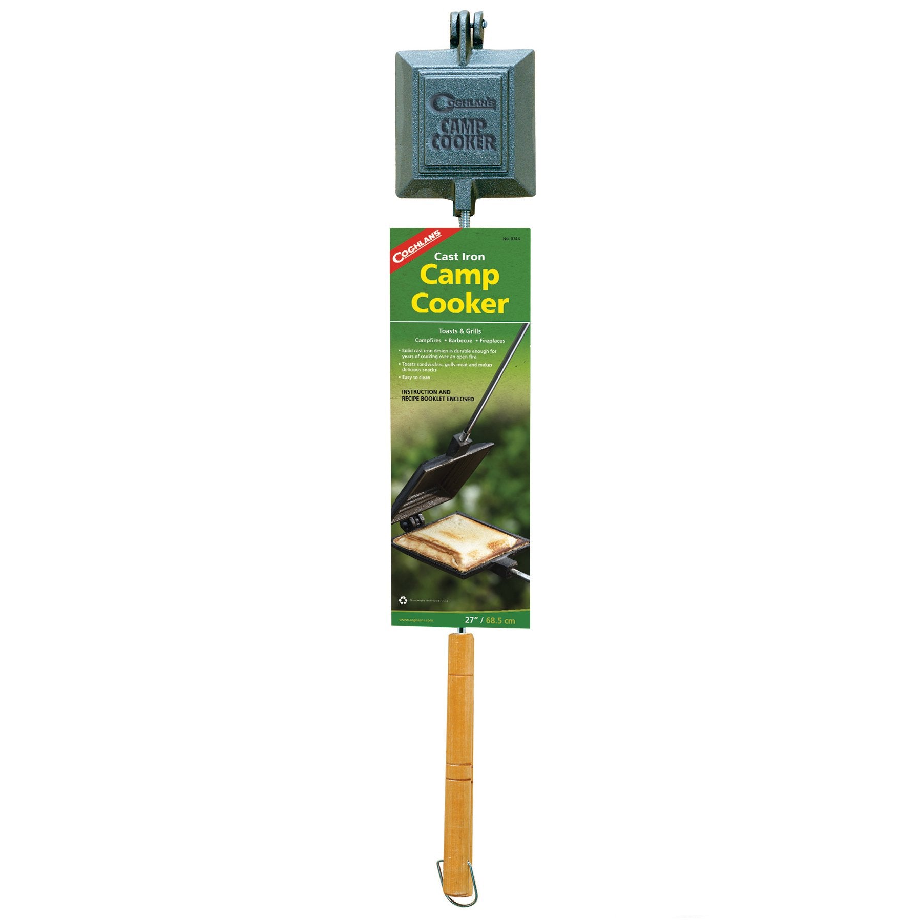 Coghlan's Cast Iron Camp Cooker - Pre-Seasoned Pie Iron Sandwich Maker with Heat-Resistant, Removable Handles, Easy-to-Clean for Toasted Pies, Grilled Sandwiches, and Meats, For Campfire Cooking