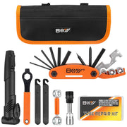 Bicycle Repair Bag With Tire Pump, Portable Tool Kit for Camping Travel - Bike Glueless Patches, Maintenance Essentials All in One Safety Kit