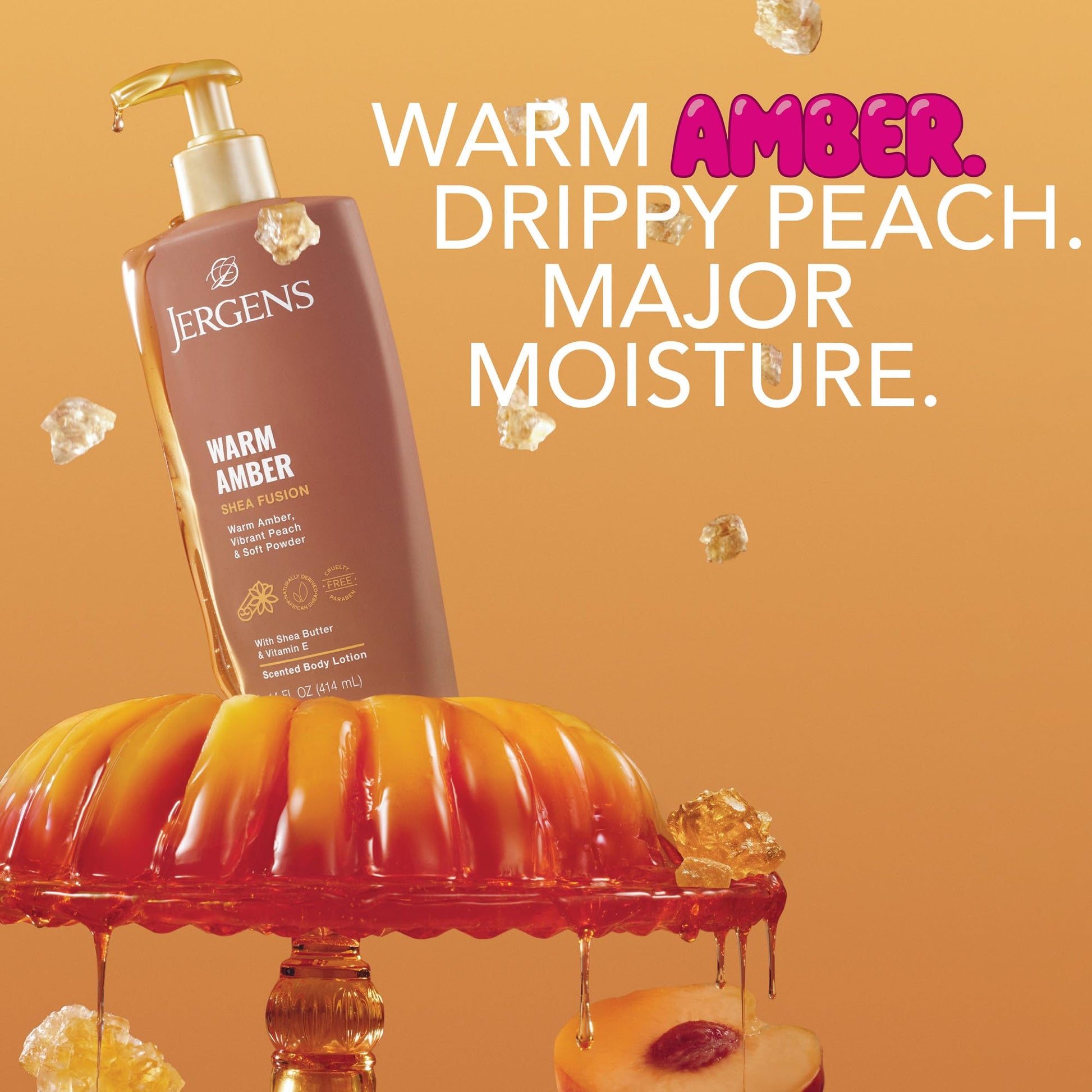 Jergens Shea Fusion Warm Amber Body Lotion, Moisturizer with Shea Butter & Vitamin E, 14 Fl Oz