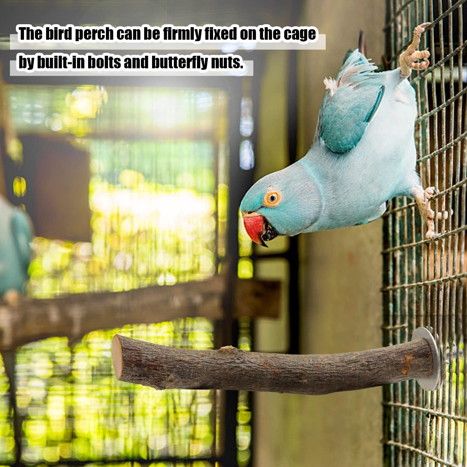 CZWESTC Natural Wood Bird Perches for Cage, Parrot Perch Stand & Platform, Bird Cage Accessories for Parakeets, Cockatiels, Conures, Lovebirds (Brown, Core Perch & Platform - 8PCS)