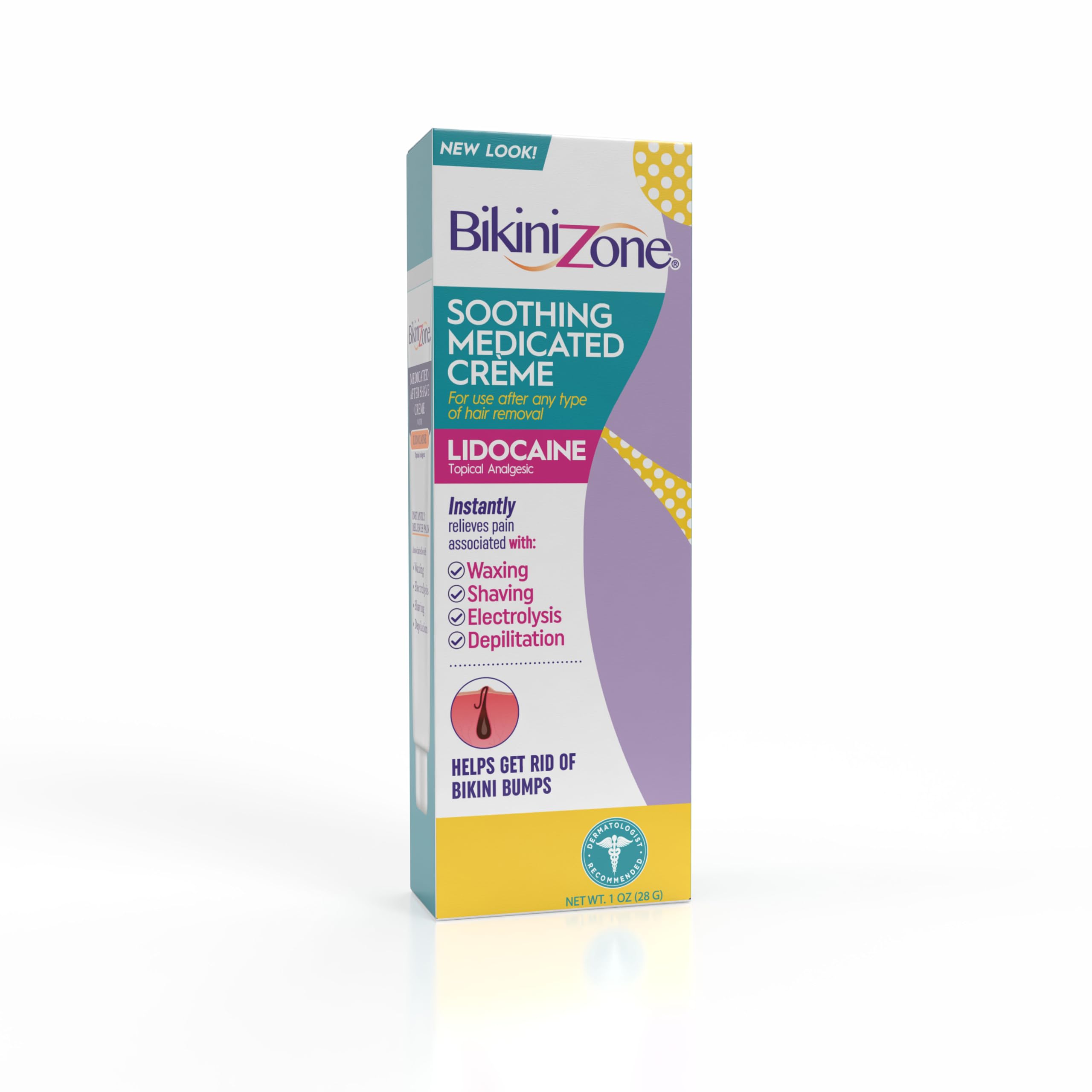 Bikini Zone Medicated After Shave Creme with Soothing Lidocaine, 1 Oz, 1 Pack