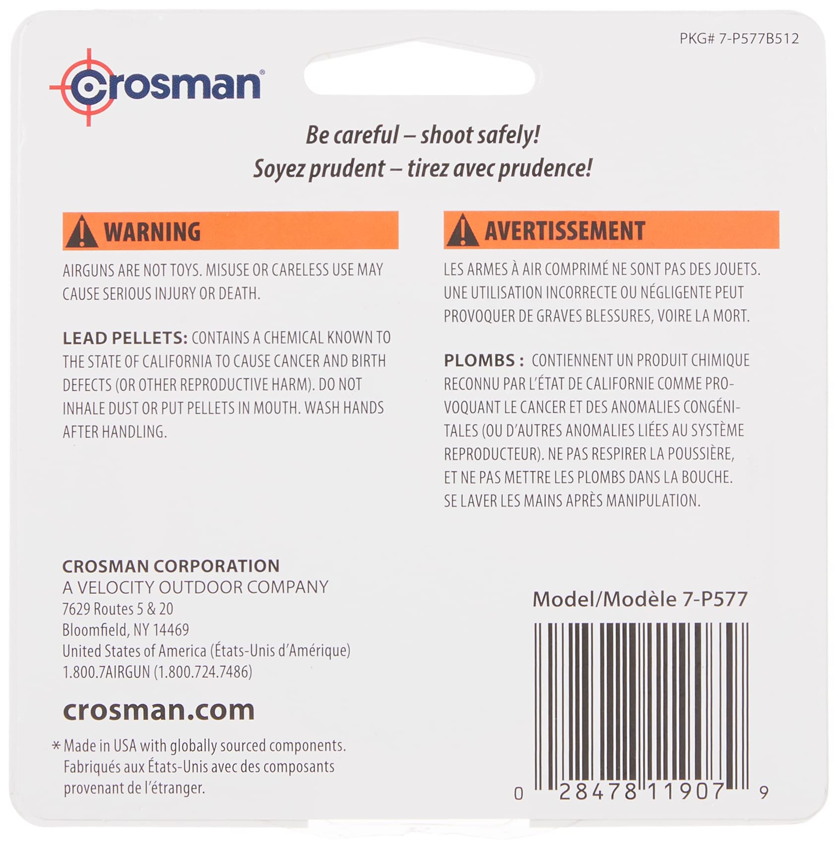 Crosman 7-P577 Pointed .177-Caliber Pellets, lead(500-Count)
