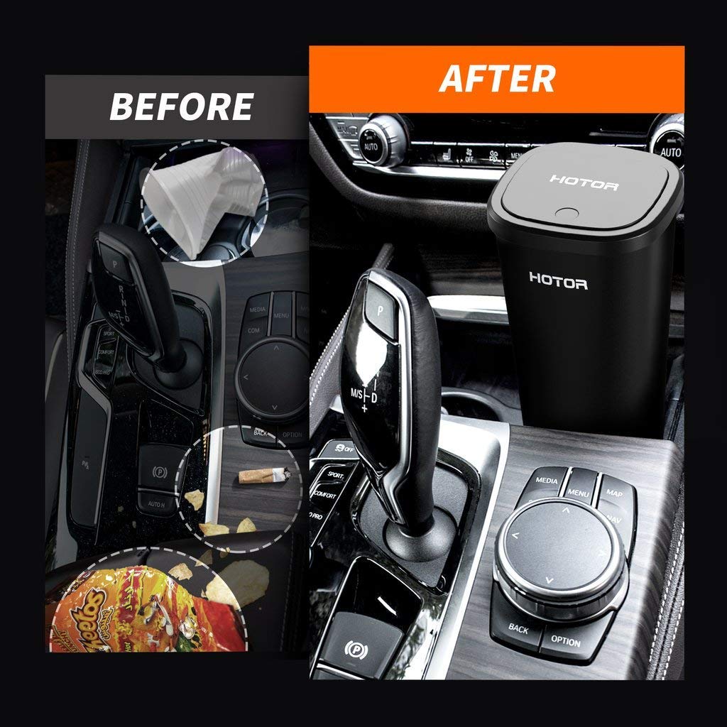 HOTOR Car Trash Can, Trash Cup with 30 Additional Trash Bags for Exclusive Using, Multipurpose for Office & Home to Meet Various Needs - 2 Packs, Black