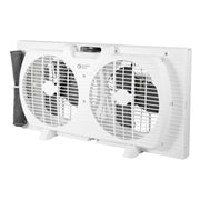 Comfort Zone Window Fan for Bedroom, 9 inch 3 Speed Dual Fans with Auto-Locking Expanders, Window Exhaust Fan, Removeable Bug Screen, White