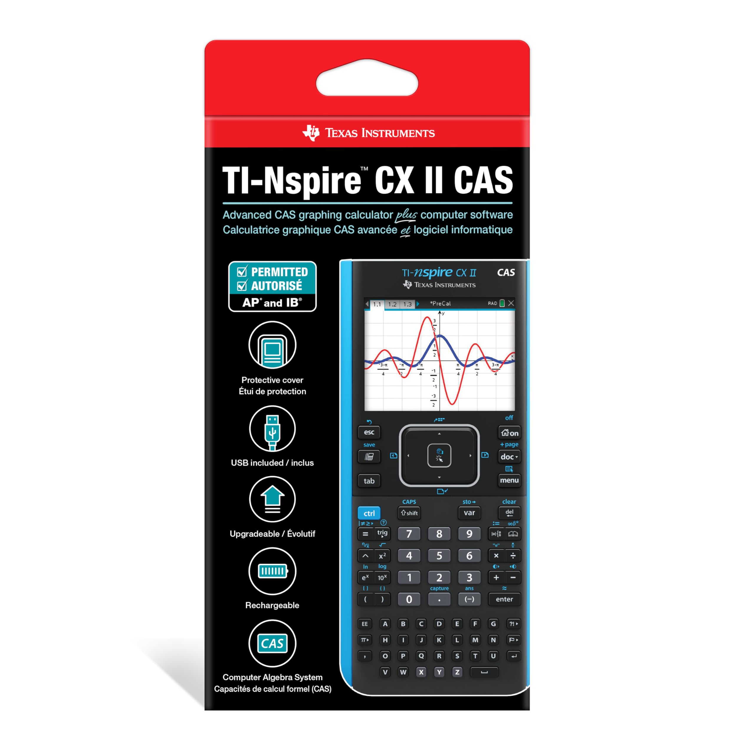 Texas Instruments TI-Nspire CX II CAS Color Graphing Calculator with Student Software (PC/Mac)