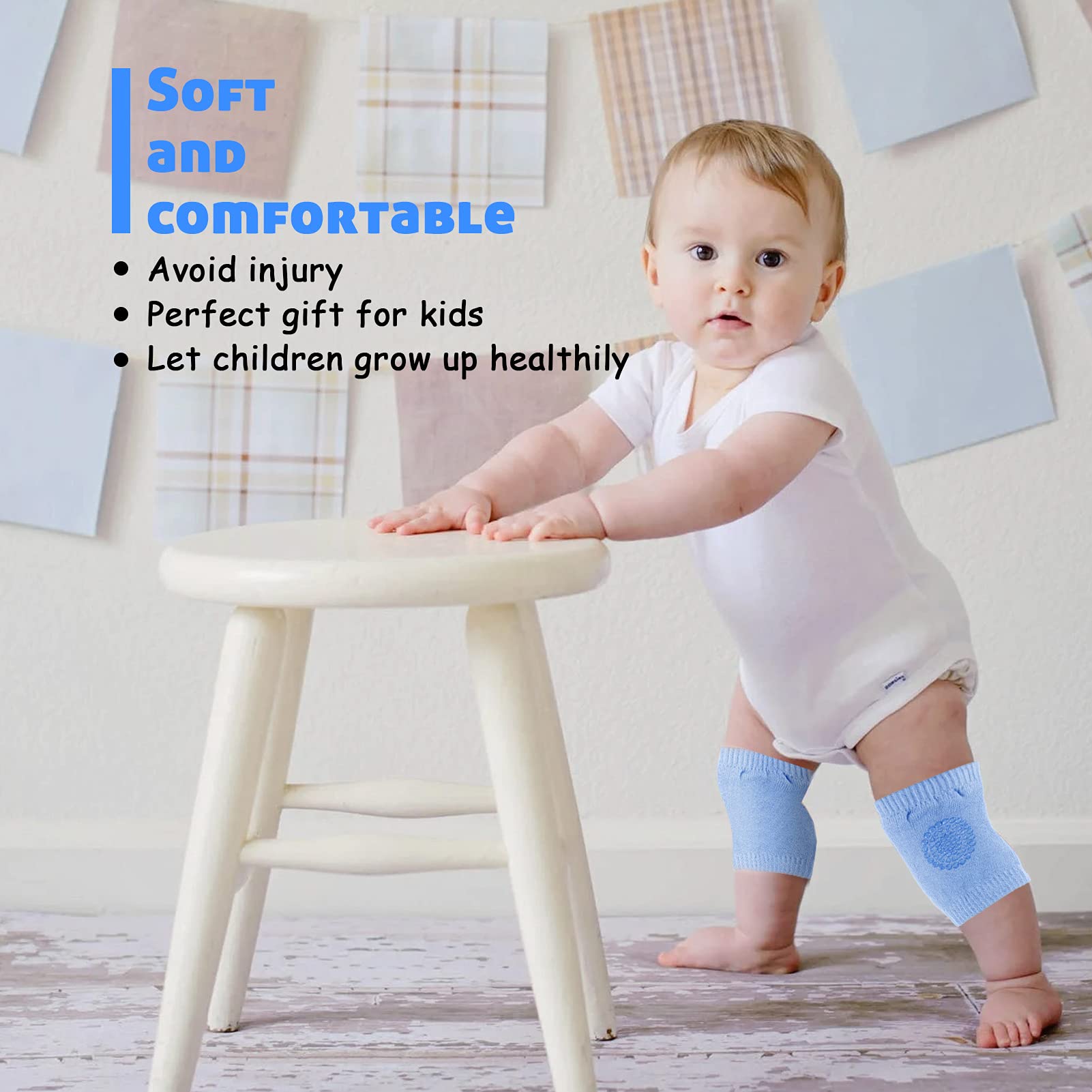 Little World Baby knee Pads for Crawling - 5 Pack Anti Slip Unisex Baby Knee Protectors - Toddler Knee Pads Gift Idea for Baby
