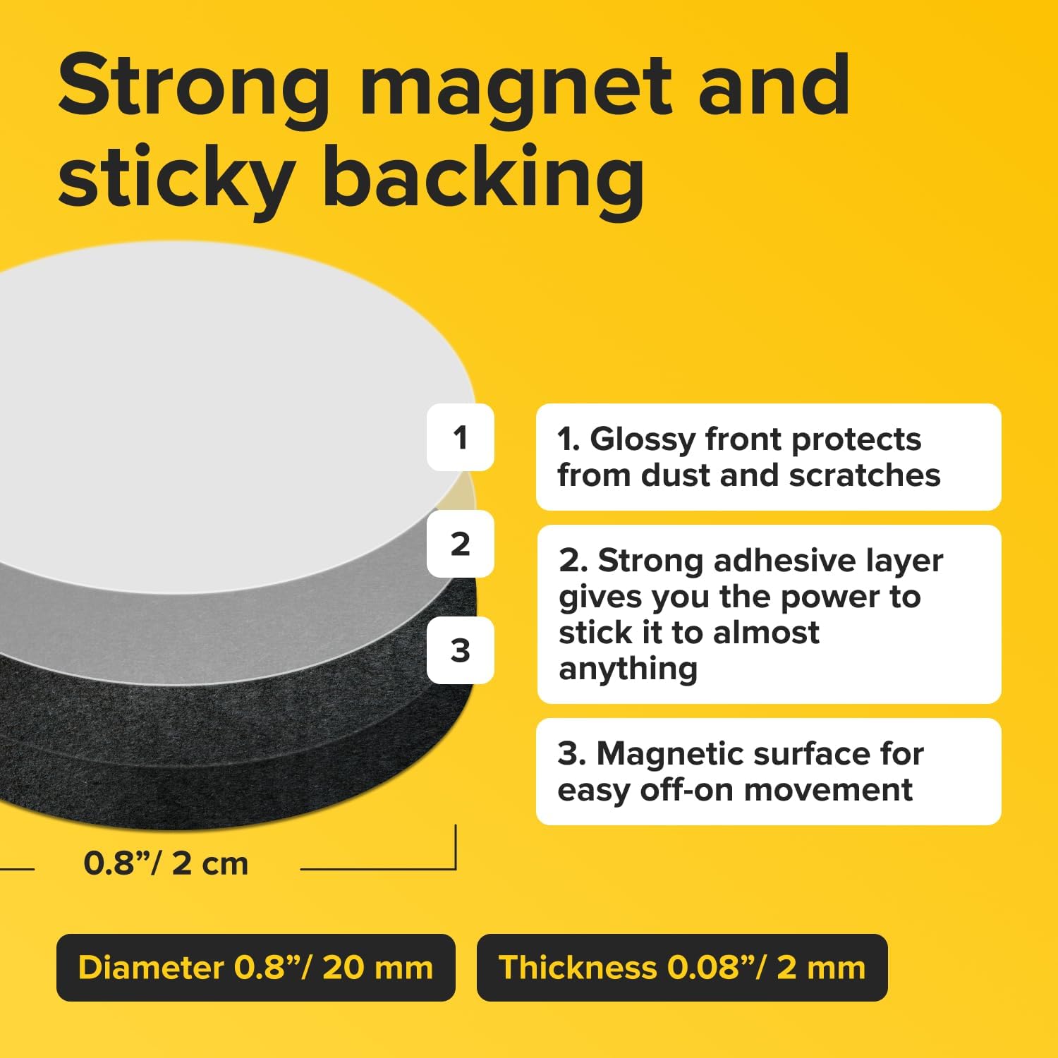 X-bet MAGNET Round Flexible Magnets with Adhesive Backing - (120pcs 0.8"x0.08") Magnetic Dots for Whiteboard, Fridge - Stickers for Planning and Organization - Teacher Must Have - Teacher Supplies