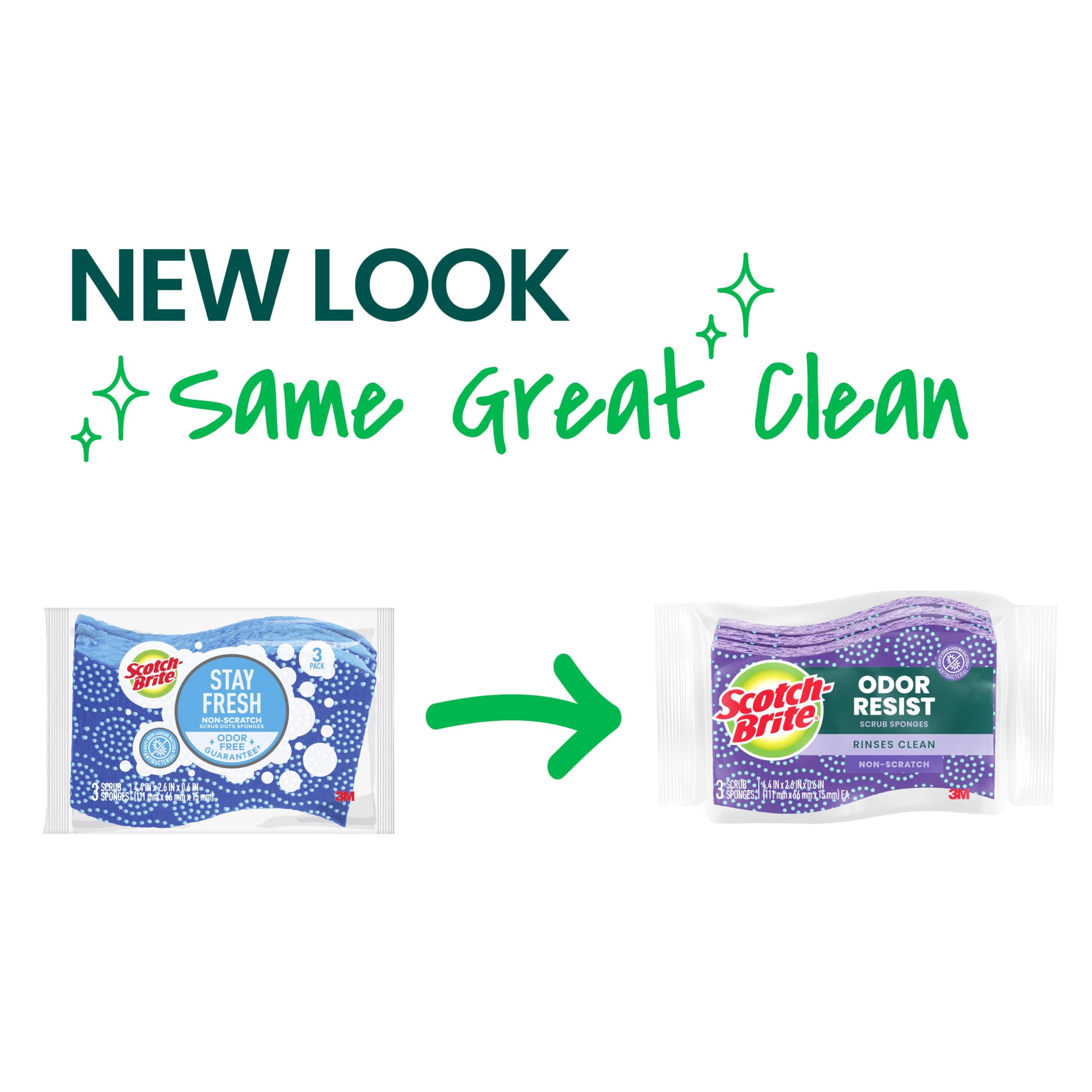 Scotch-Brite Scrub Dots Non-Scratch Scrub Sponge, Rinses Clean, for Washing Dishes and Cleaning Kitchen, 3 Scrub Sponges