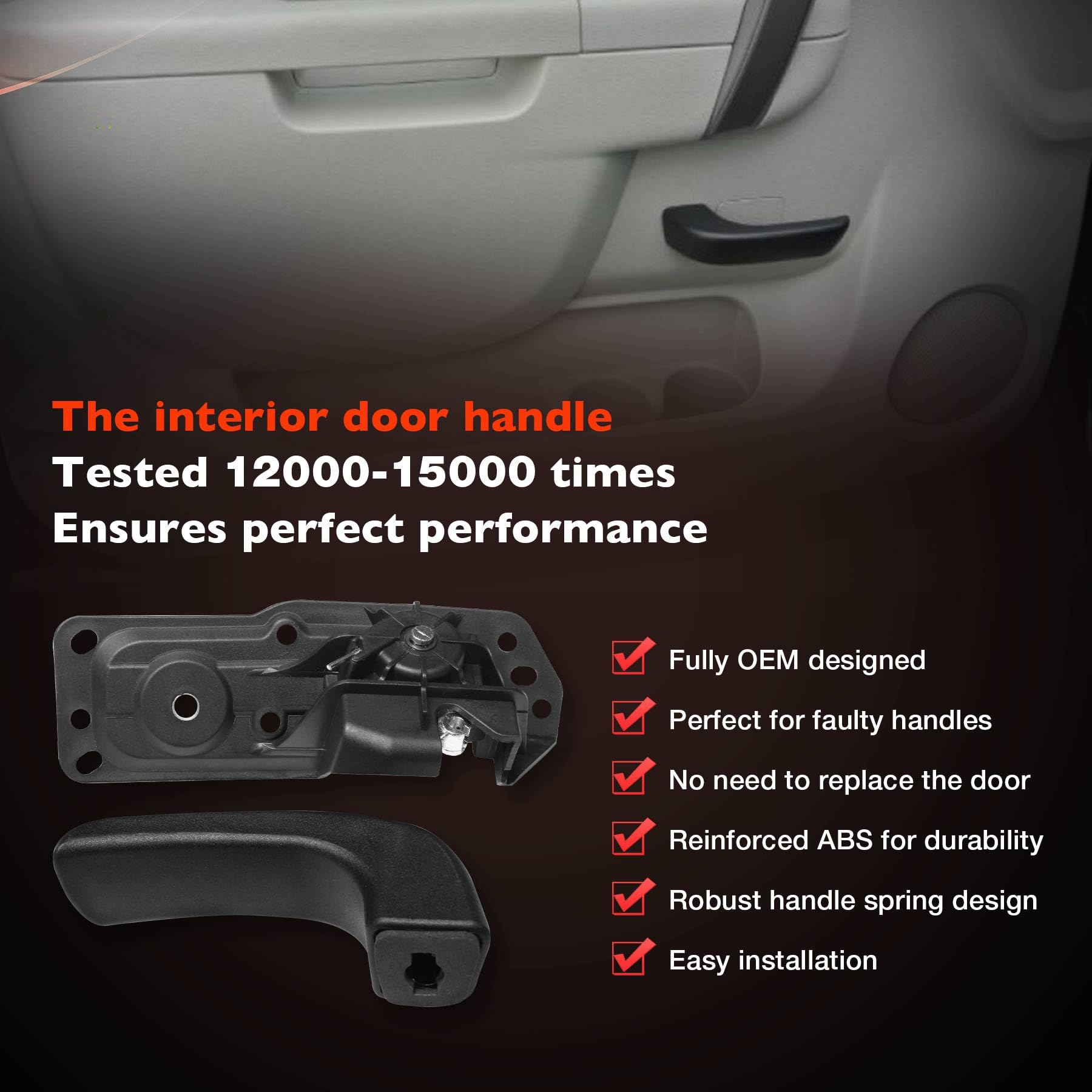 Interior Door Handle Front Left Drivers Side Compatible with 2007-2014 Chevy Silverado 1500/2500/3500 Tahoe Suburban Avalanche GMC Sierra Yukon Cadillac Escalade ESV/EXT,Replaces OEM# 20833606, 80374