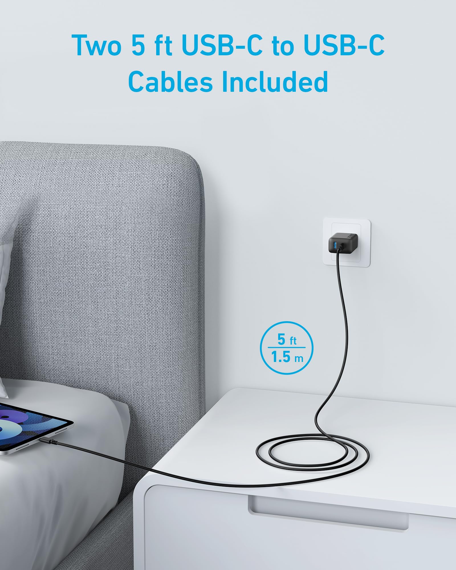 Anker iPhone 17/16 Charger, 2-Pack 20W Fast USB C Charger Block, for iPhone 16/16 Pro Max/15 Series/iPad Pro and More (Black, 2 Pack & 2 Cable)
