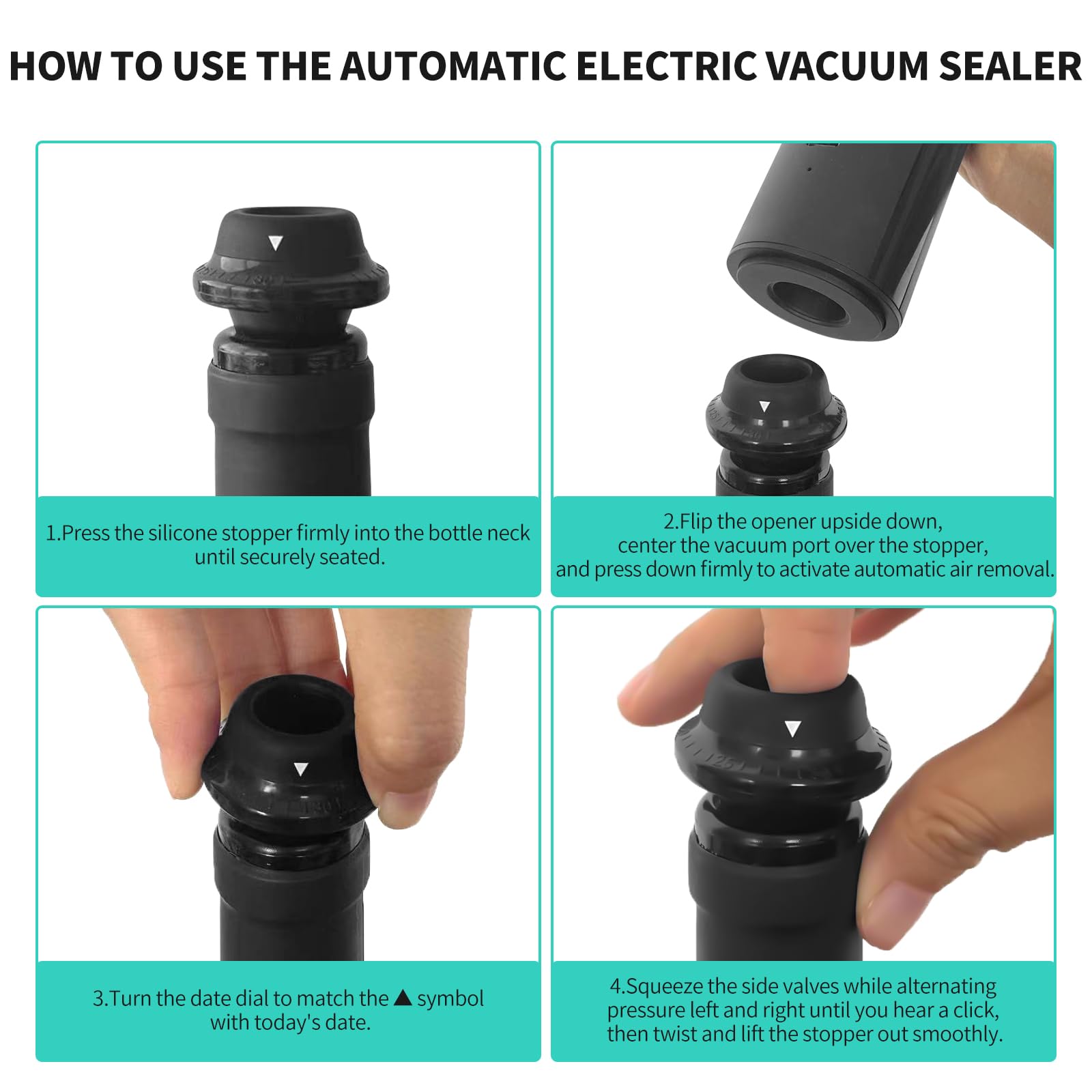 CIRCLE JOY Rechargeable Wine Opener Electric Wine Bottle Opener 7-in-1 Wine Gift Set with Electric Vacuum Pump, Charging Station, Foil Cutter, Wine Aerator Pourer and 2 Wine Stoppers