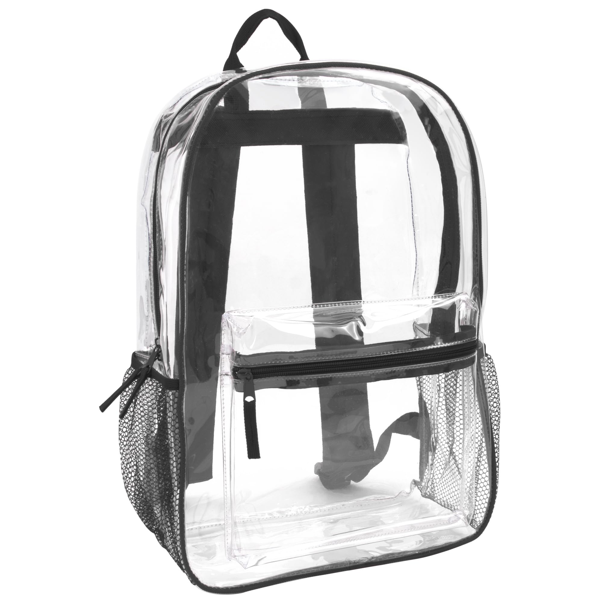 Clear Backpack Heavy Duty Transparent Bookbag for Kids, Boys, Girls, School, Travel, Stadium Approved (Black)
