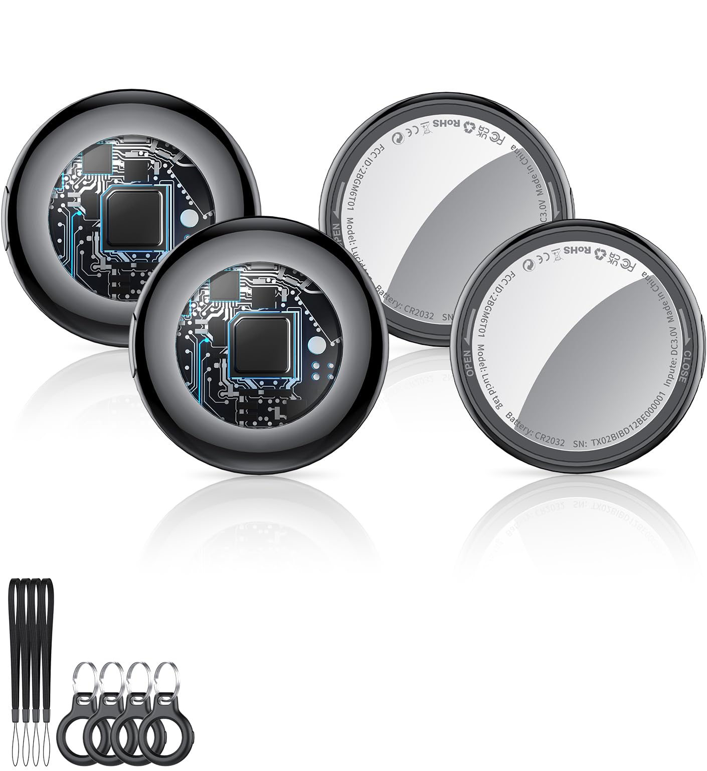 2025 New [Apple MFi Certified] (iOS Only) Air Tracker Tags-4 Pack, Bluetooth Tracker for Apple Find My, Replaceable Battery, Key Finder and Item Locator Smart Tag for Keys, Bags, Luggage, Pets, Wallet