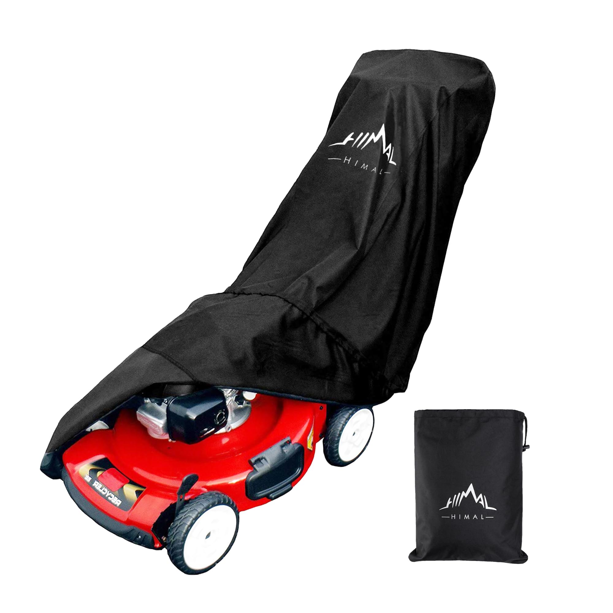 Himal Outdoors Lawn Mower Cover - Heavy Duty 600D Polyester Oxford Waterproof, UV Protection Universal Fit with Drawstring & Cover Storage Bag,Black