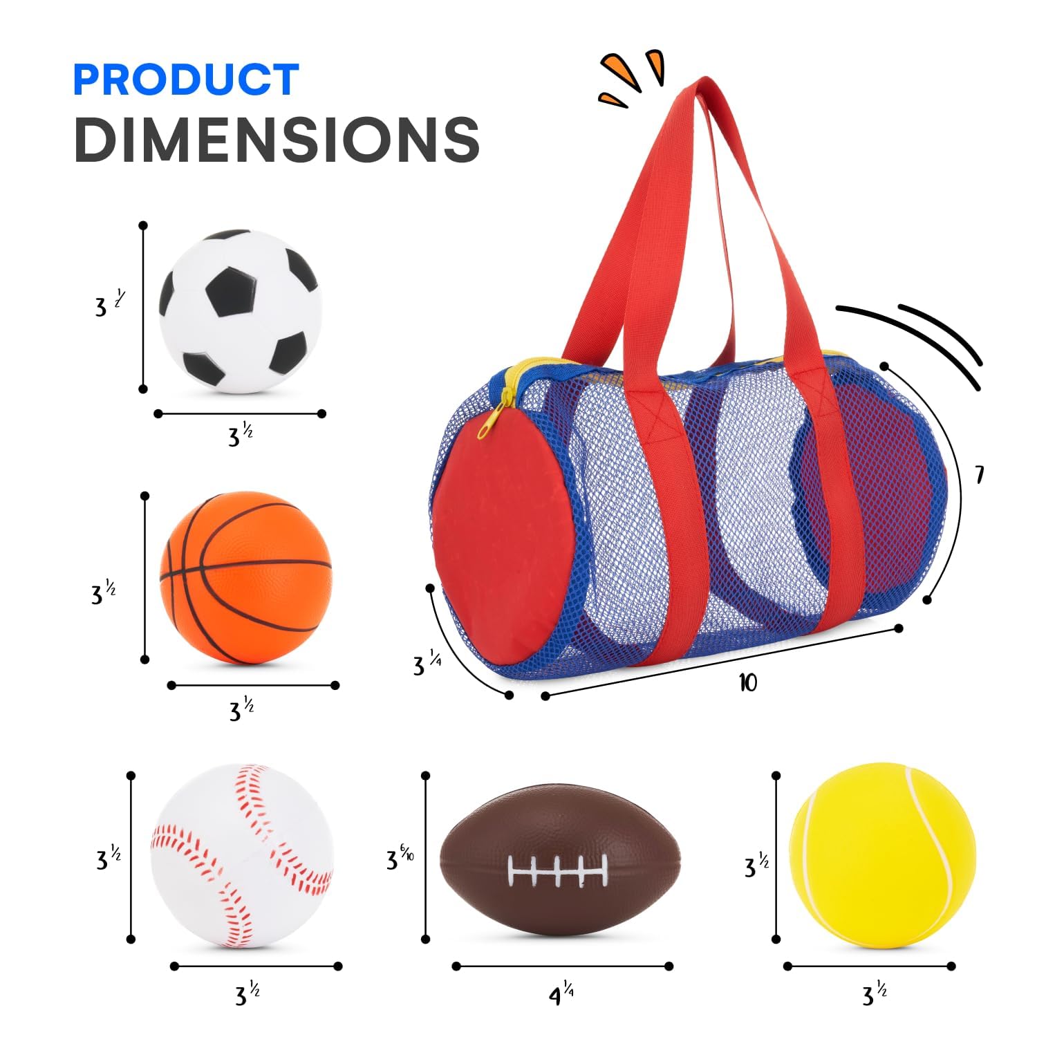 Neliblu Set of 5 Foam Balls for Kids - Toddler Toys Set with Soccer, Basketball, Football, Baseball, and Tennis - Soft Indoor and Outdoor Baby Balls for Toddlers - Kids Outdoor Toys for Active Play