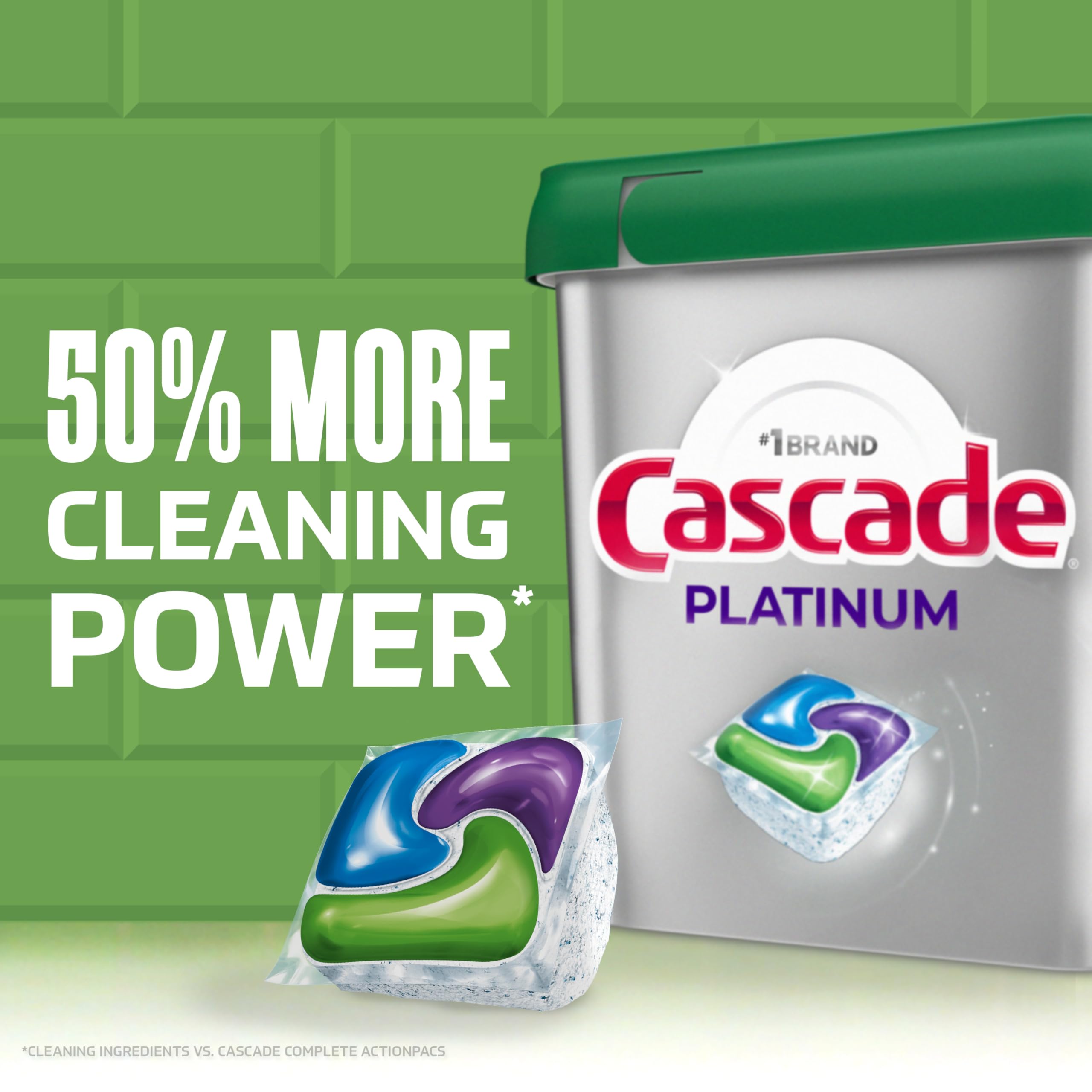 Cascade Platinum Dishwasher Pods, Dishwasher Detergent, Dish Detergent Soap, Lemon, 59 Count