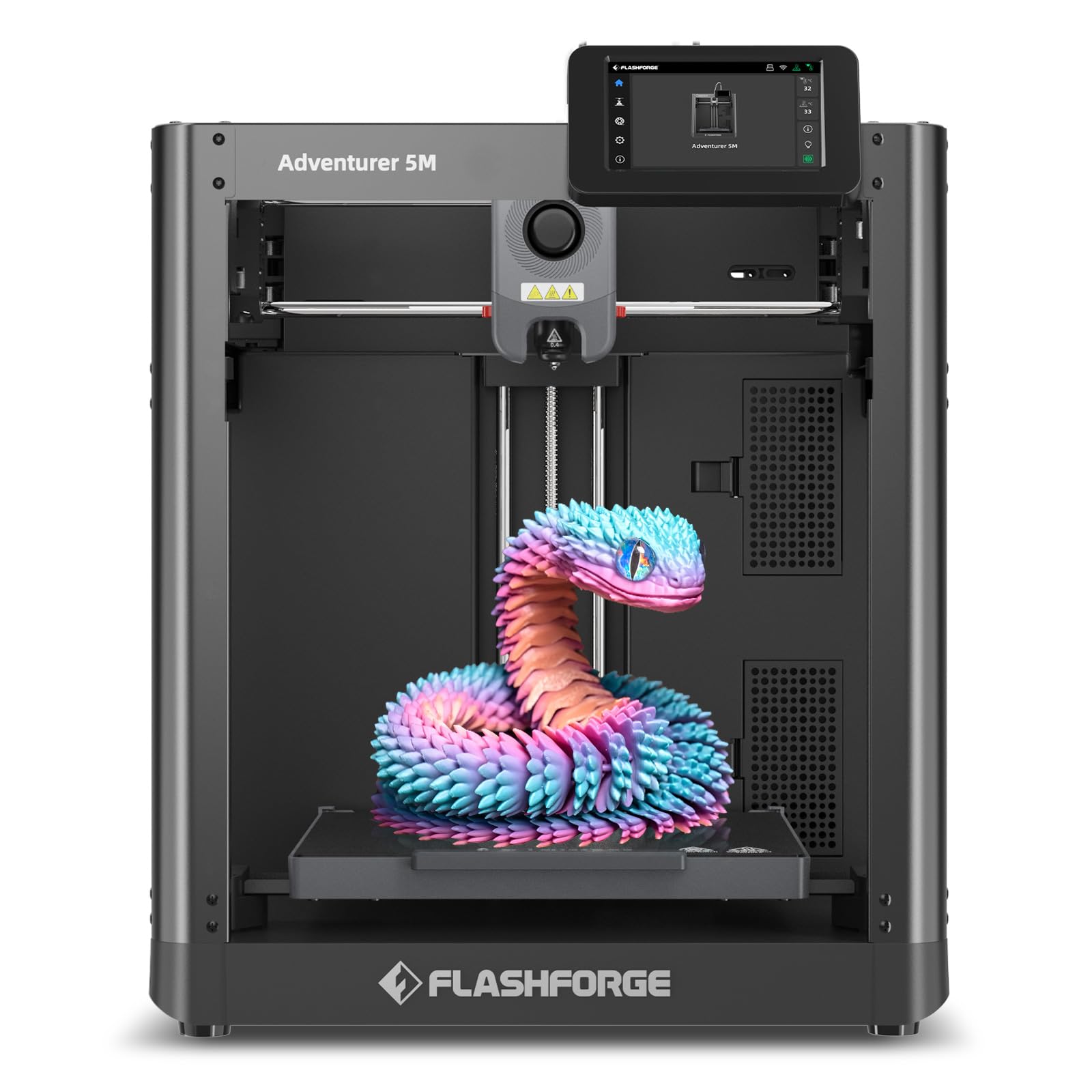 طابعة FLASHFORGE Adventurer 5M ثلاثية الأبعاد مع تسوية تلقائية بالكامل، طباعة عالية السرعة تصل إلى 600 مم/ثانية، رأس طباعة مباشر 280 درجة مئوية مع فوهة قابلة للفصل بثلاث ثوانٍ، هيكل CoreXY معدني بالكامل، حجم الطباعة 220x220x220 مم