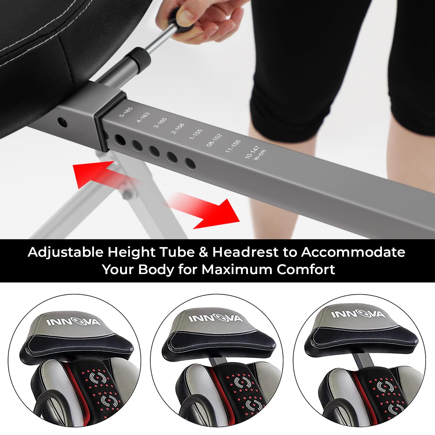 INNOVA HEALTH AND FITNESS ITM5900 Advanced Heat and Massage Inversion Table, Gray/Black