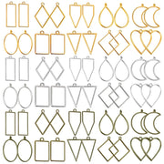 Shynek 60Pcs Hollow Frame Pendants - Resin Craft Bezels Jewelry Molds for Necklaces and Earrings Making Supplies