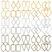 Shynek 60Pcs Hollow Frame Pendants - Resin Craft Bezels Jewelry Molds for Necklaces and Earrings Making Supplies