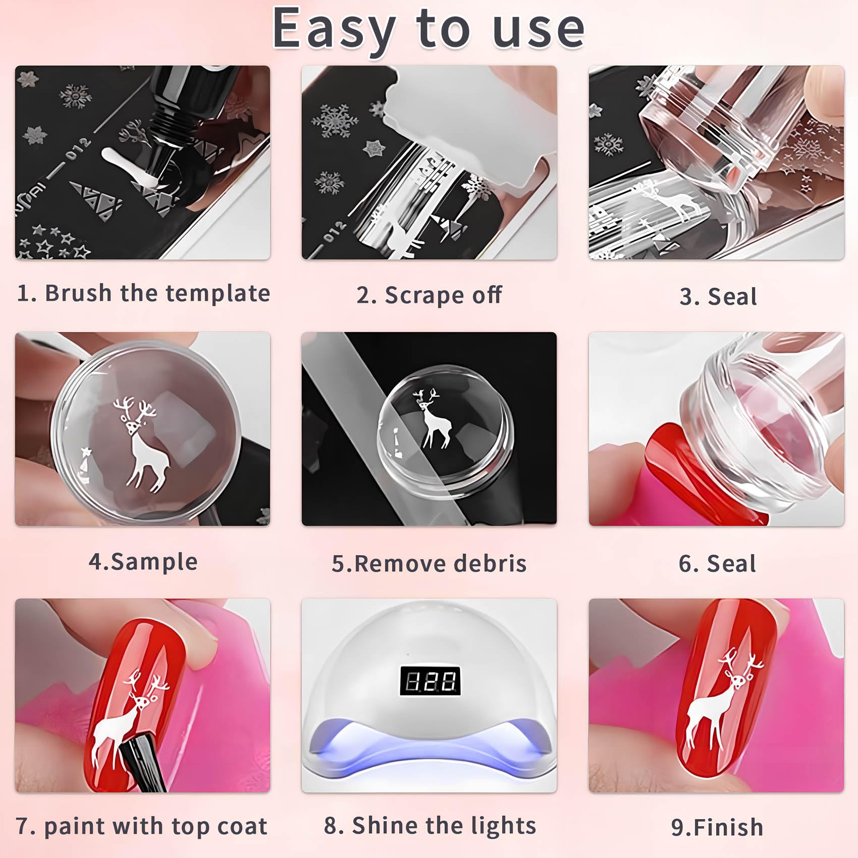 French Tip Tool,Nail Art Stamper Kit for DIY together,Home Manicure Starter Tool Salon(2 PCS)
