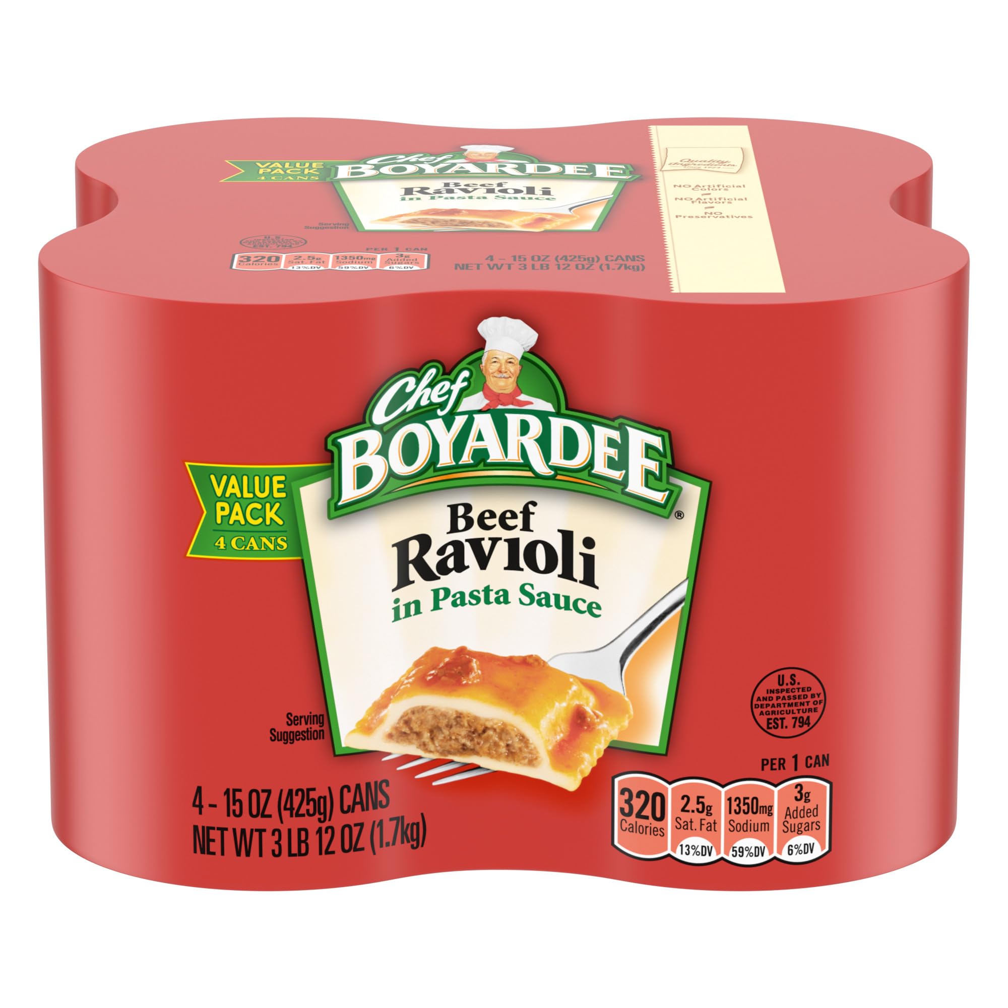 Chef Boyardee Beef Ravioli, 15 أونصة، عبوة من 4 قطع