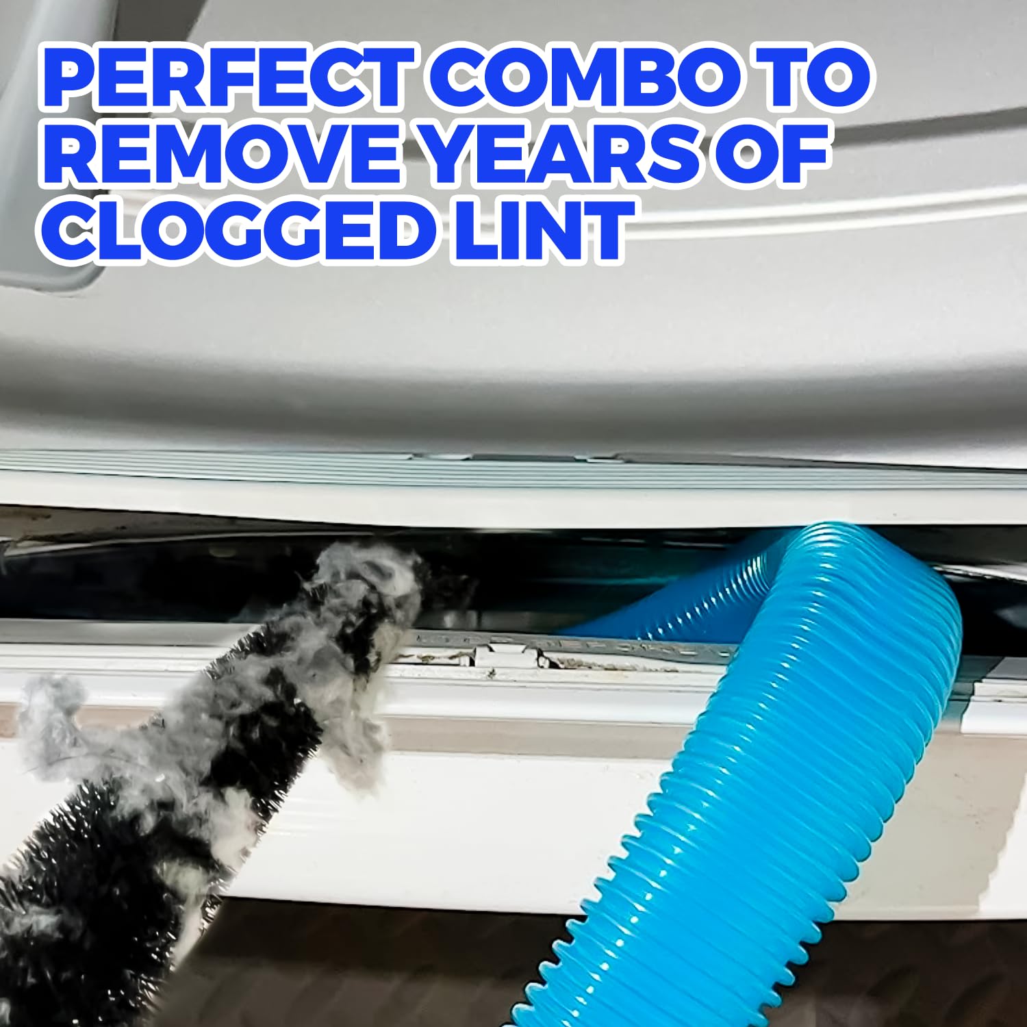Holikme 2 Pieces Dryer Vent Cleaner Kit, Dryer Lint Vacuum Attachment and Flexible Dryer Lint Brush, Dryer Vent Vacuum Hose Attachment, Blue