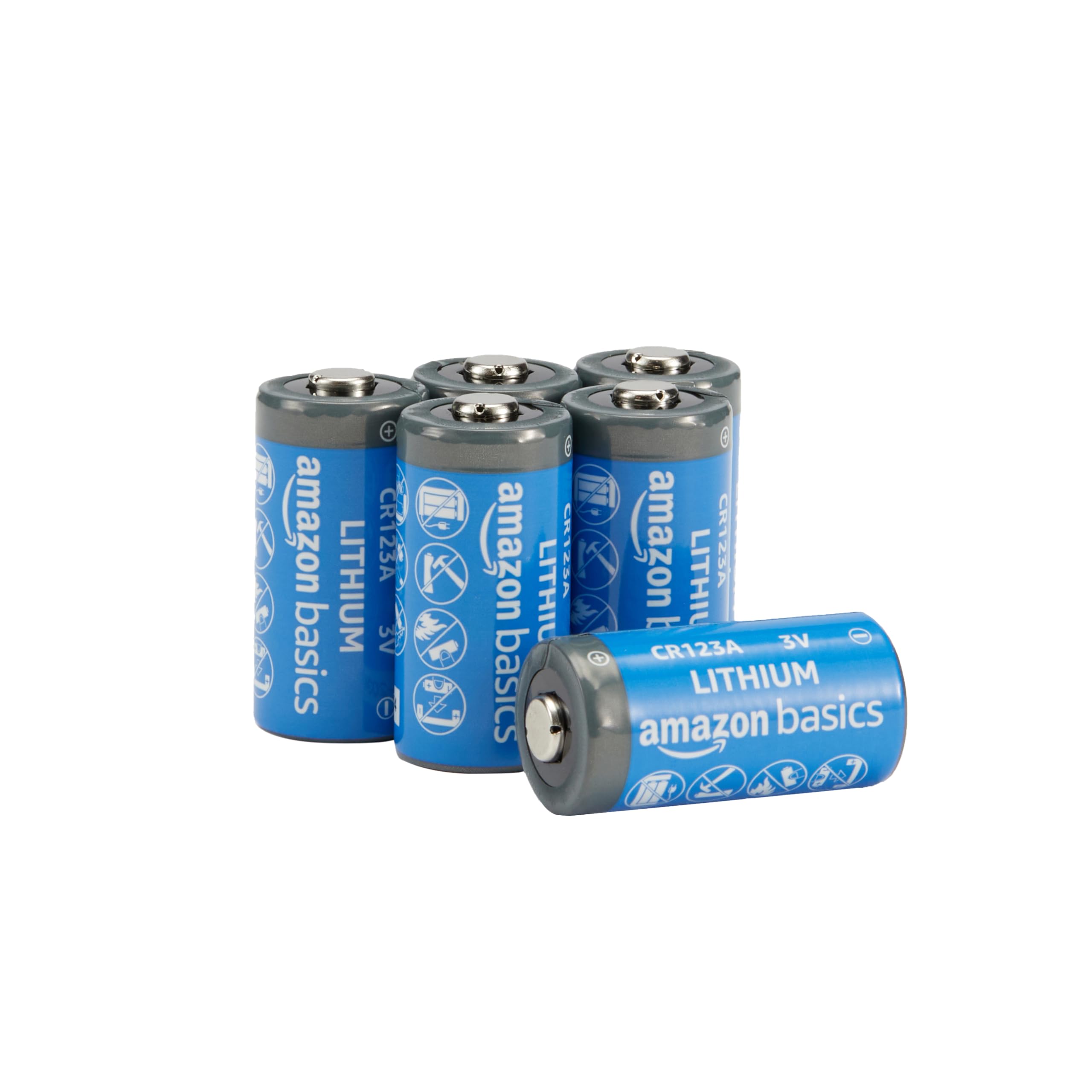 Basics 6-Pack Non-Rechargeable CR123A Lithium Batteries, 3 Volt, Up to 10-Year Shelf Life