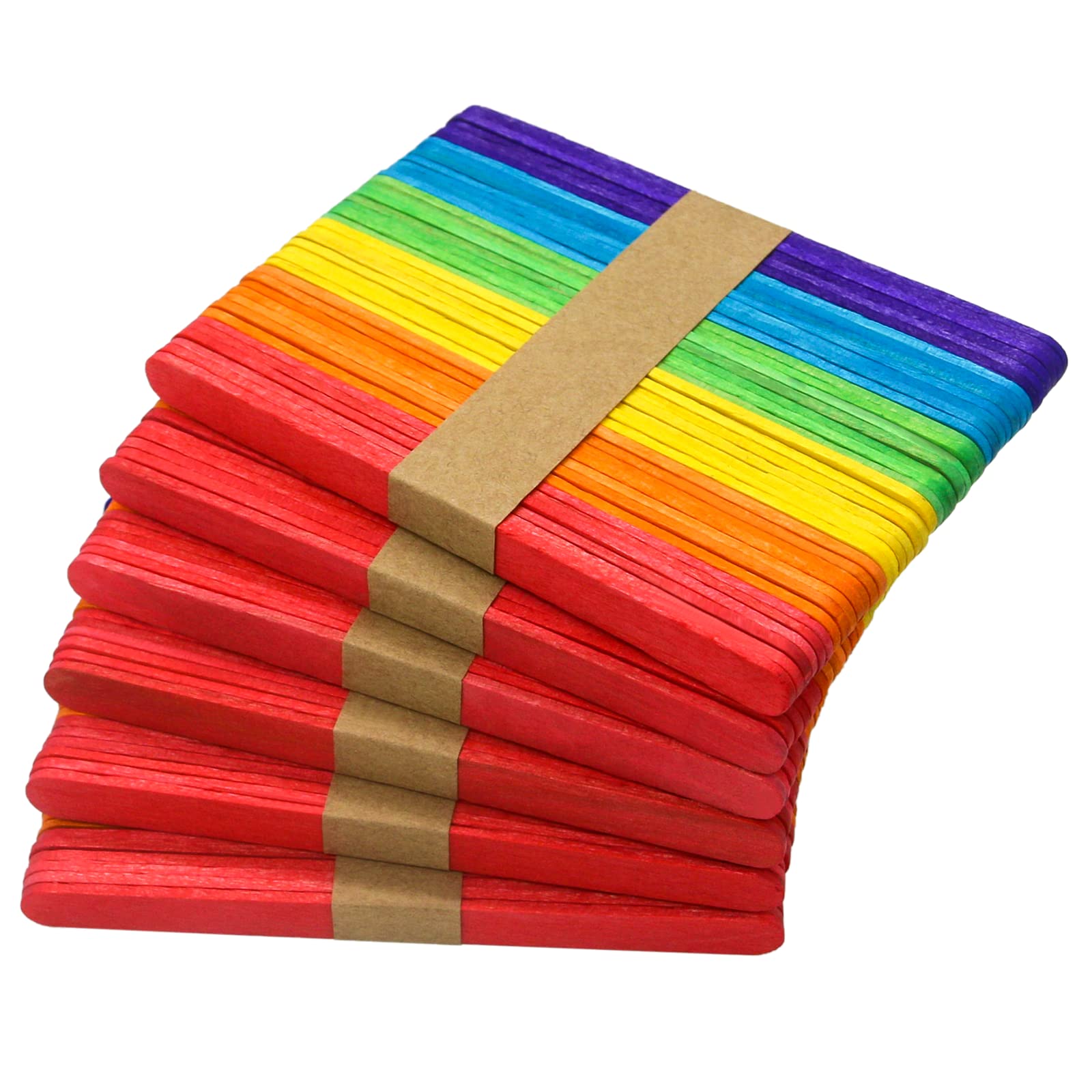 WISYOK 240 Pcs Colored Popsicle Sticks for Crafts, 4.5 Inch Wooden Ice Cream Sticks, Rainbow Colors, Great for DIY Creative Designs and Children Education