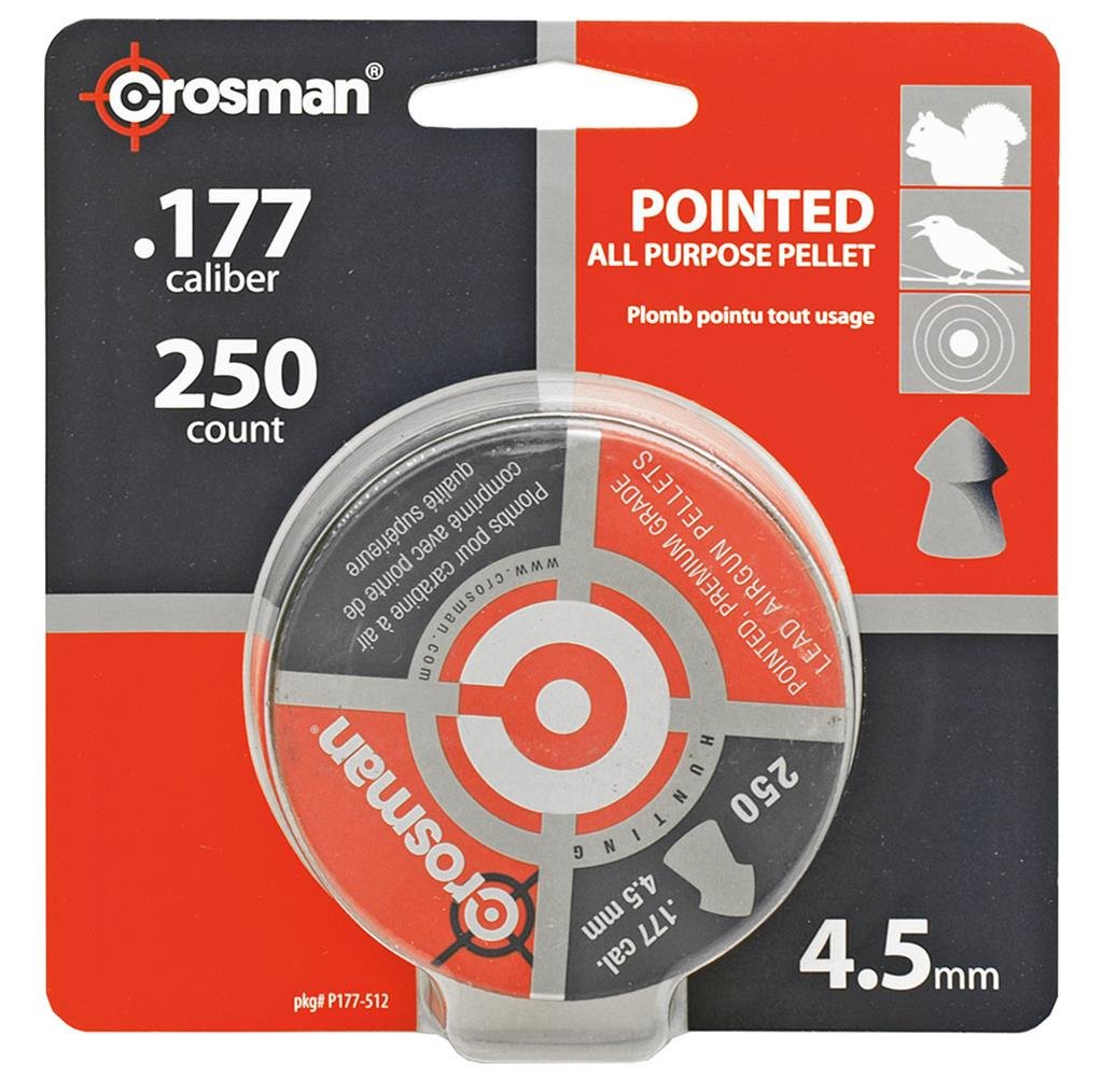 Crosman P177 .177-عيار كريات مدببة، 4.5 مم، أسود (250 قطعة)