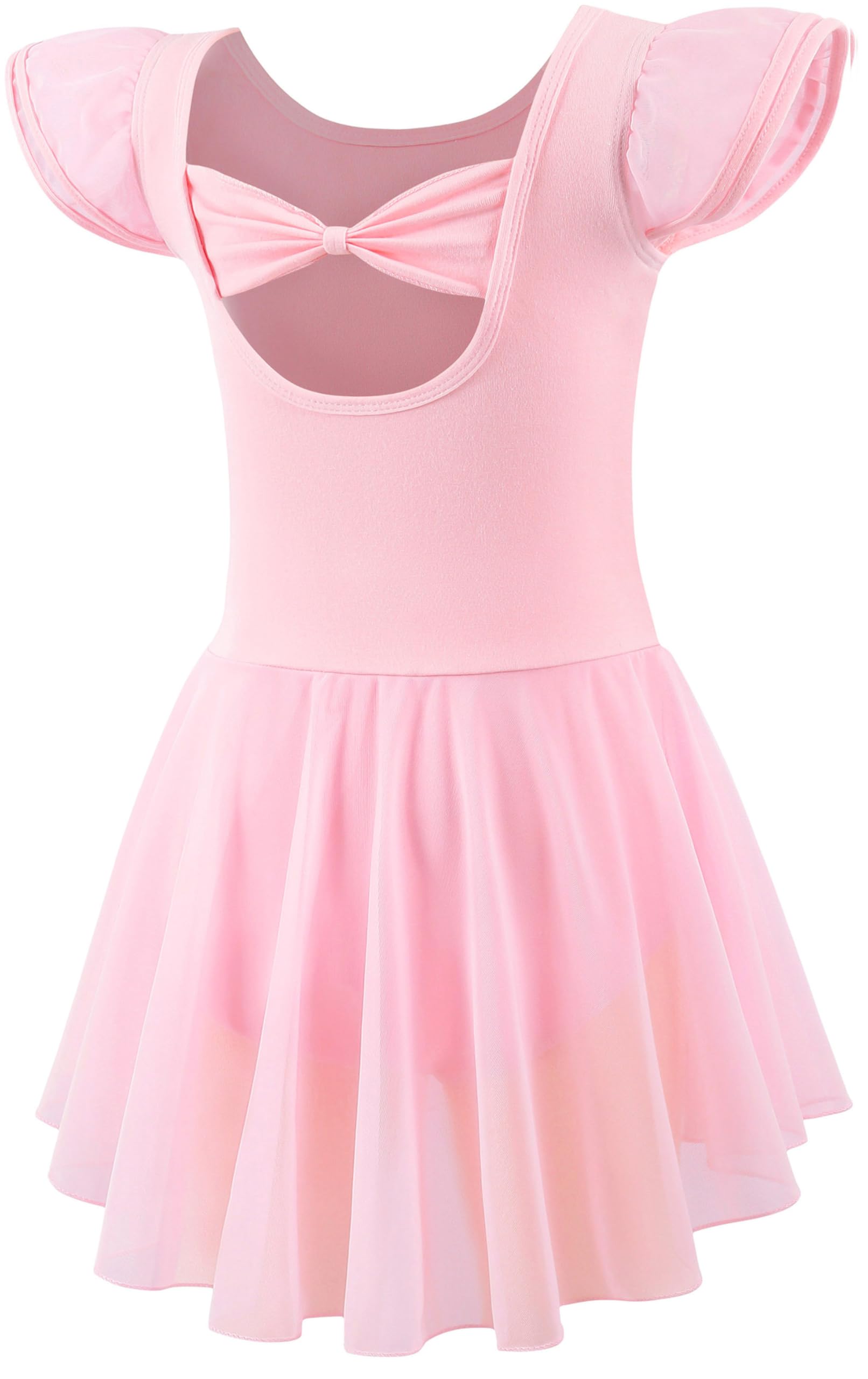 Mecceos Ballet Leotards with Skirt for Toddler Girls Dance Ruffle Ballerina Dresses Outfits (Ballet Pink, 4-6 Years, MEAM-251)