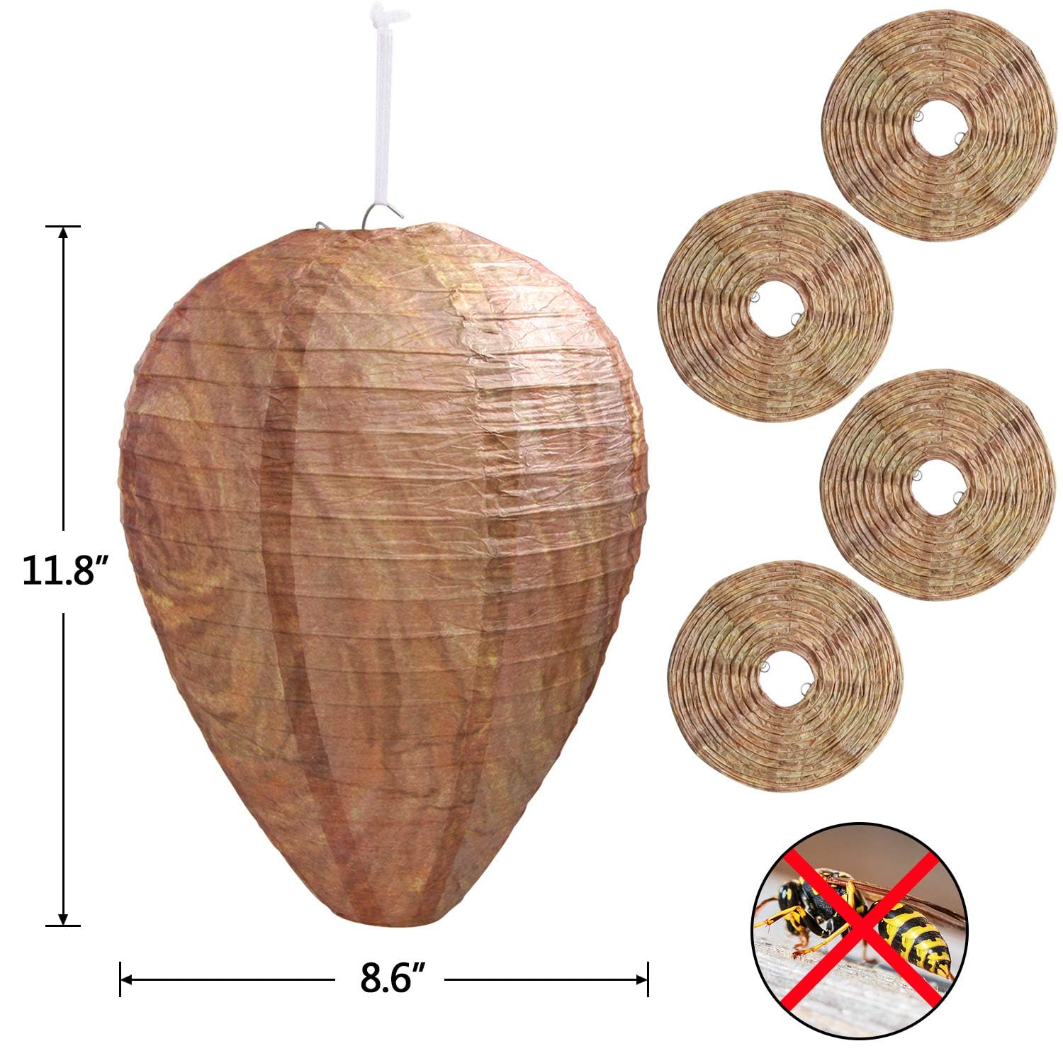 4 Pack Wasp Nest Decoy Hanging Wasp Nest Stay Away from Wasps Hornets Yellow Jackets