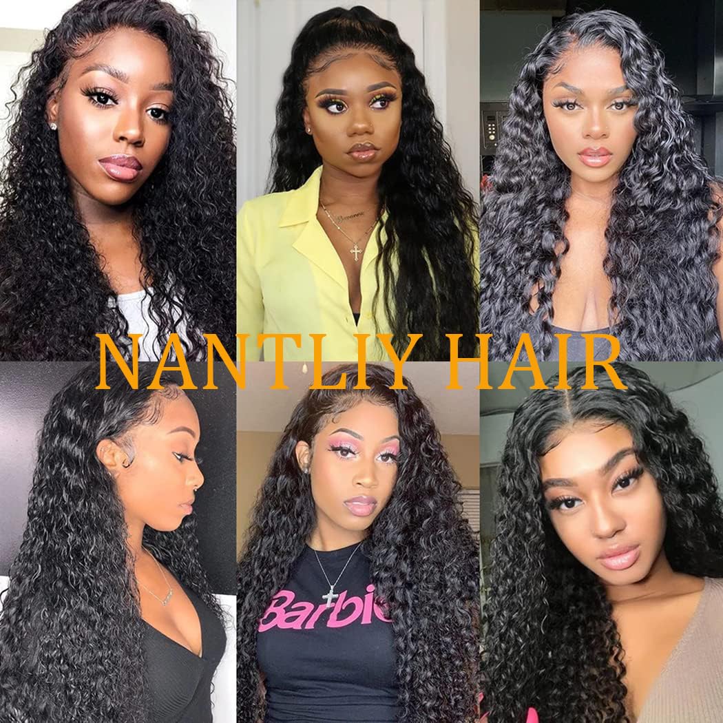 NANTLIY 30Inch Deep Wave Lace Front Wigs Human Hair 13x6 Lace Front Wigs Human Hair Pre Plucked 200% Density for Women Deep Curly Glueless Wigs Human Hair Pre Plucked with Baby Hair