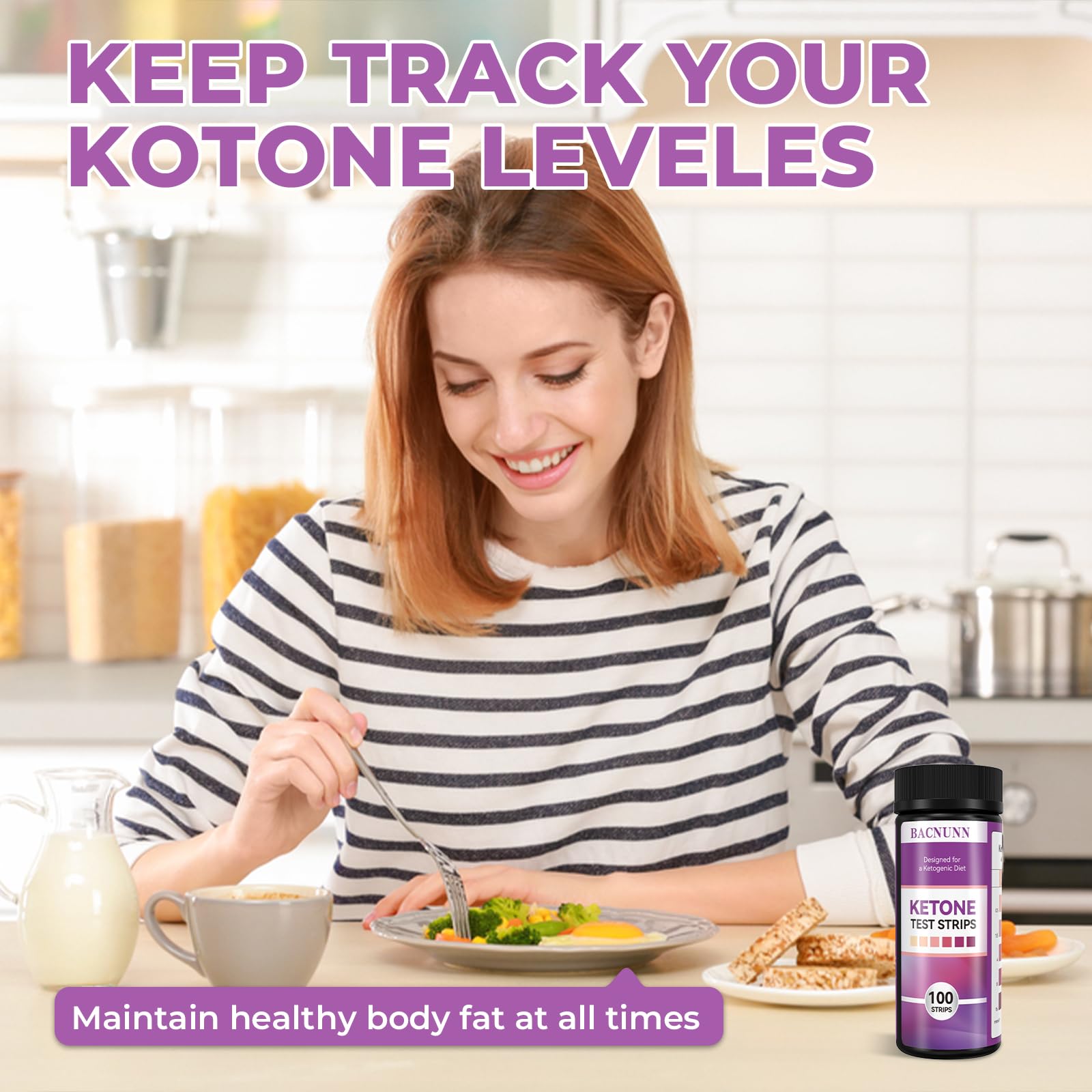 BACNUNN Ketone Test Strips - Upgraded 200 Keto Strips Urine Test for Ketogenic & Low-Carb Diets with Urine Cup - Ketosis Home Urinalysis Keto Sticks